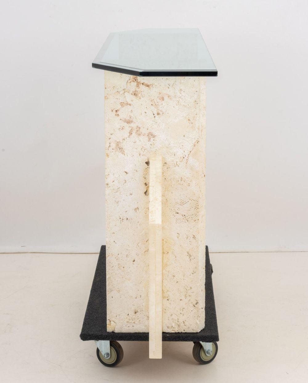 Art Deco Style Glass and Limestone Console Table For Sale 2