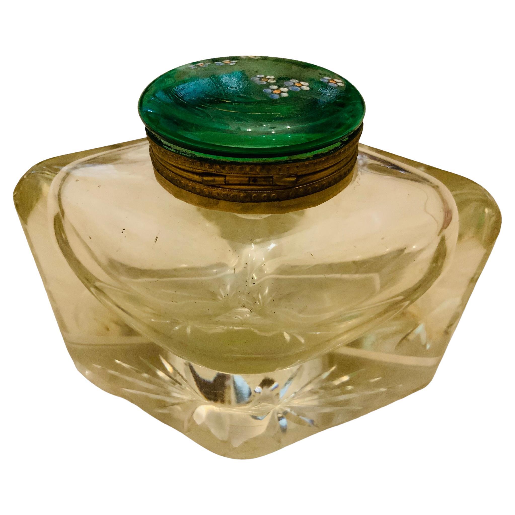 Art Deco Style Glass Inkwell Bottle