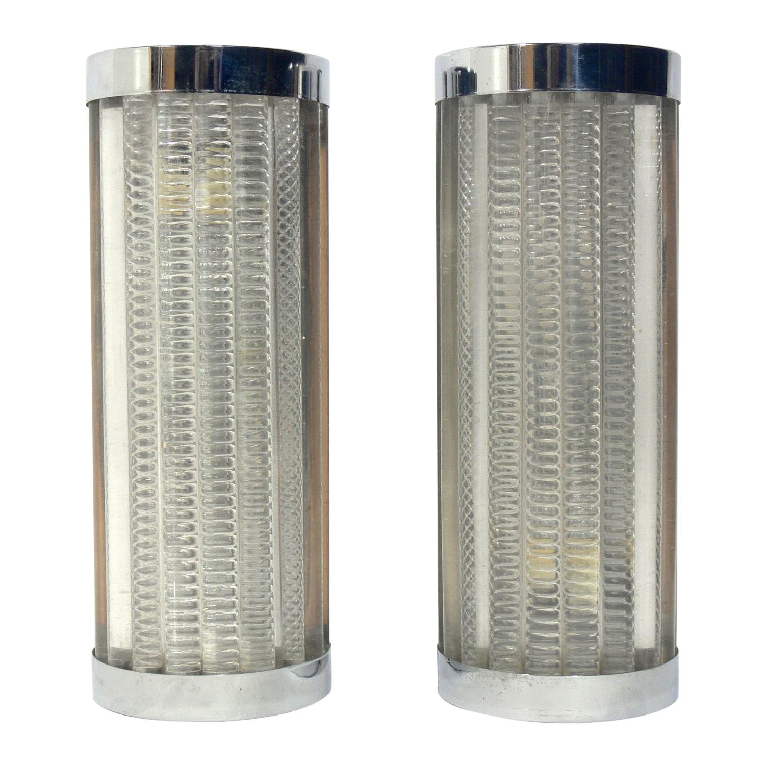 Art Deco Style Lucite Rod Sconces, Two Pair Available