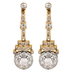 Art Deco Style Gold and Diamond Earrings