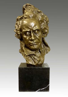 Art Deco Style Gold Bronze Beethoven Bust Sculpture