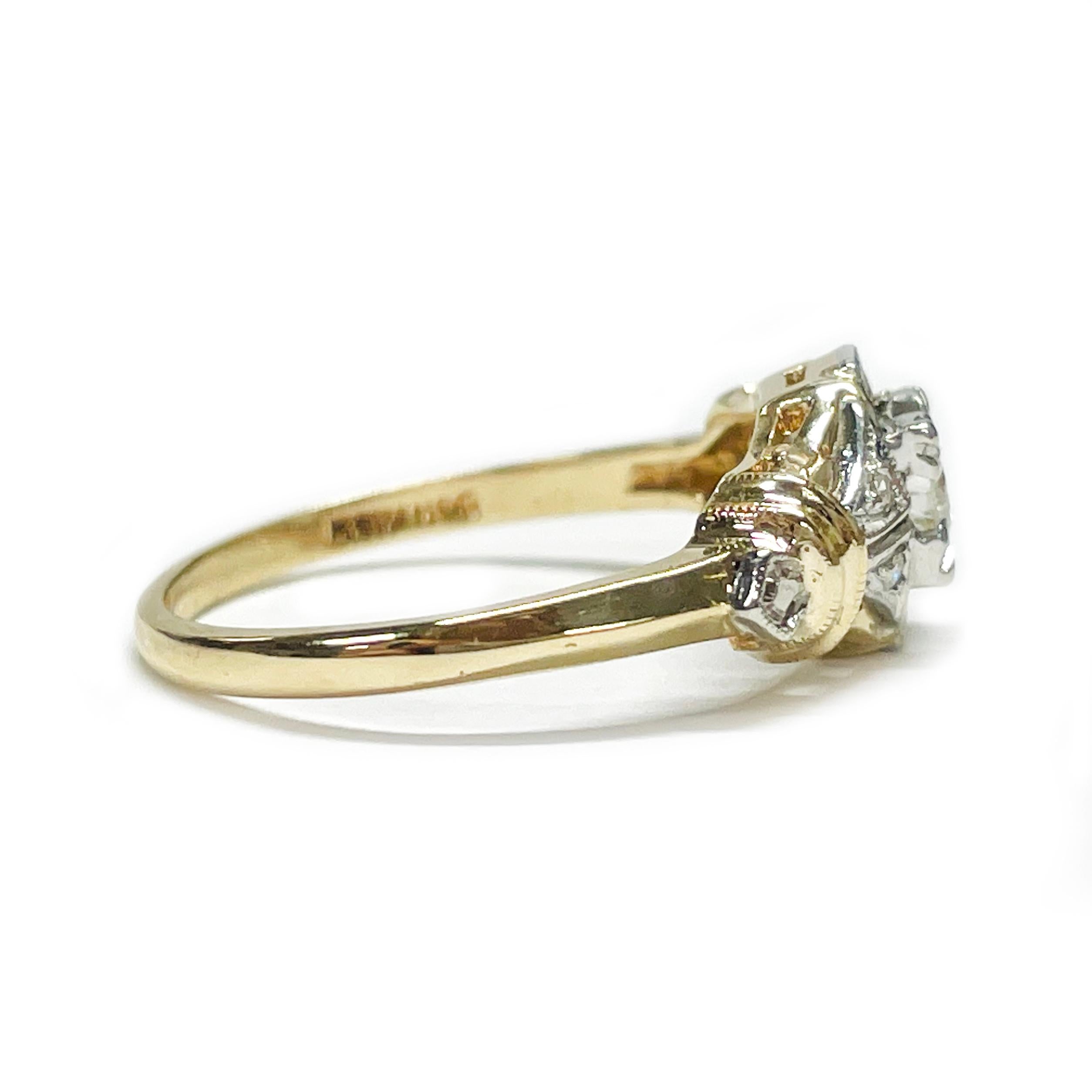 Art Deco Stil Gold Diamant Ring (Zeitgenössisch) im Angebot