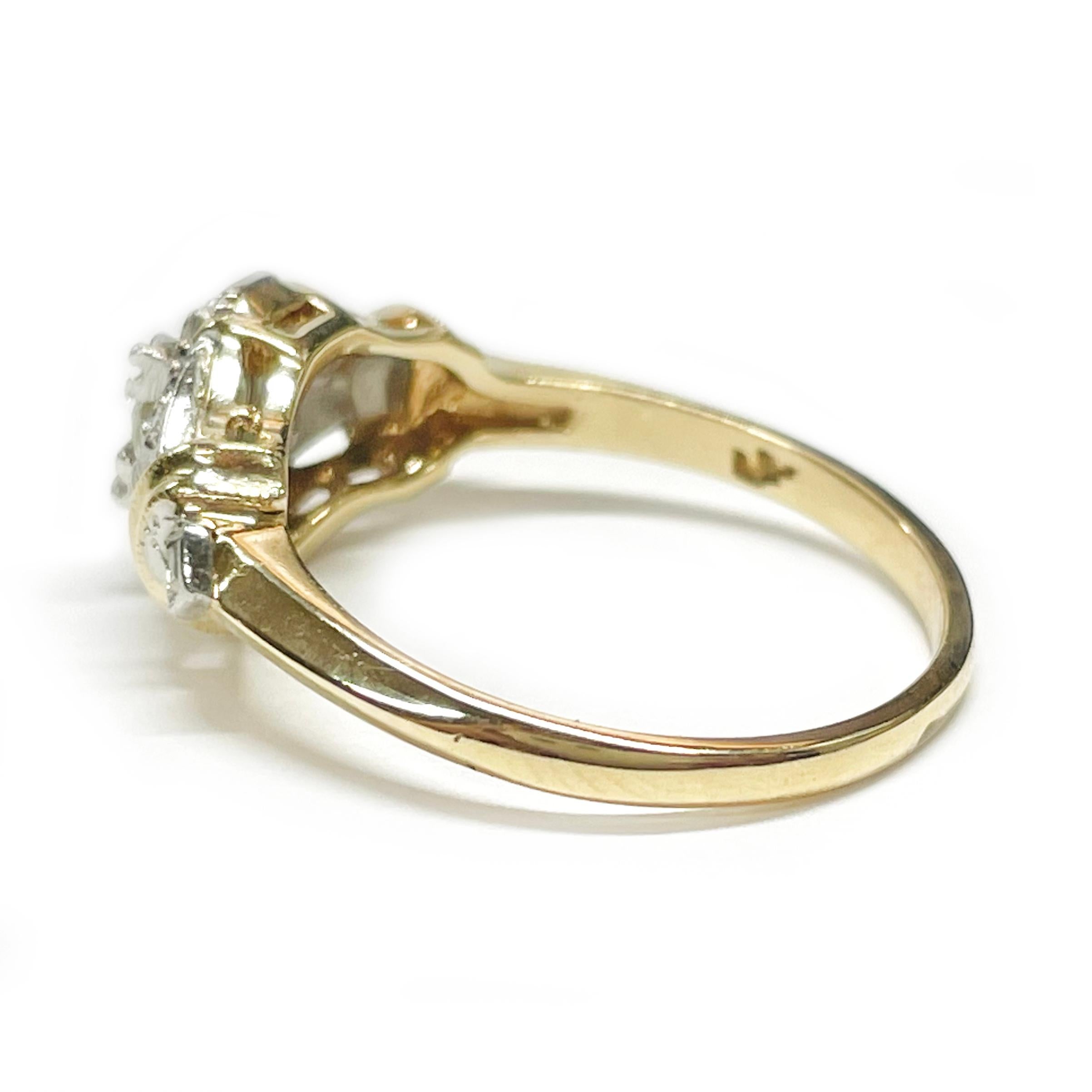 Art Deco Stil Gold Diamant Ring (Rundschliff) im Angebot