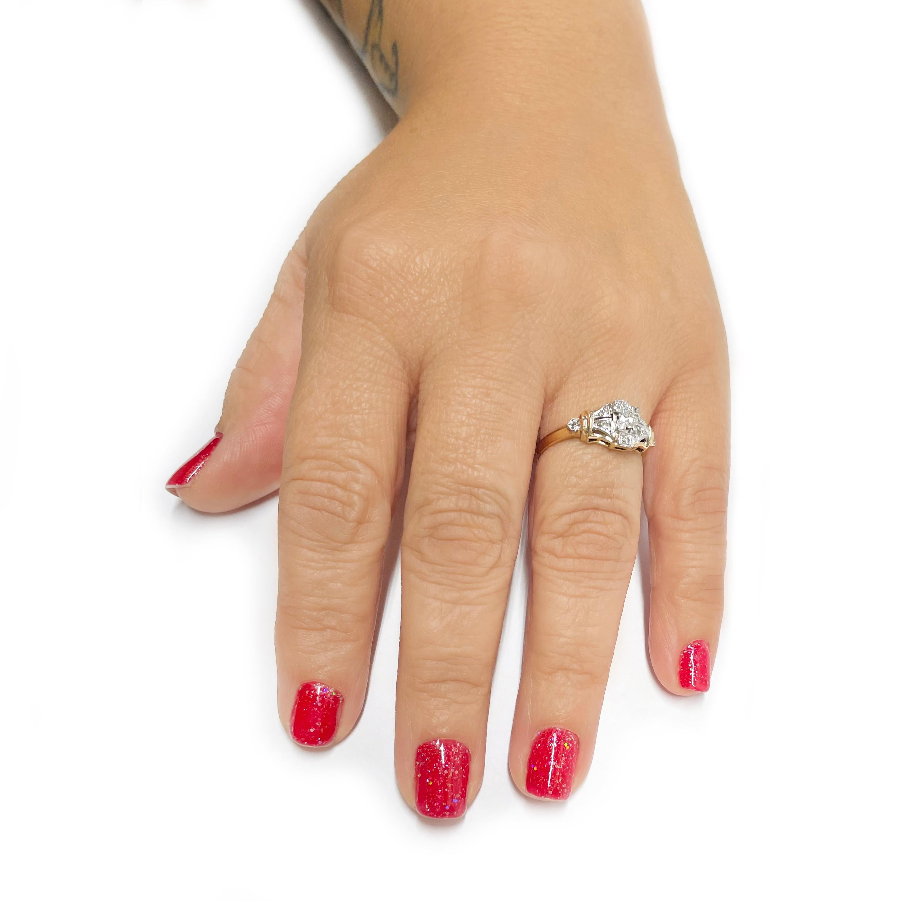 Women's or Men's Art Deco Style Gold Diamond Ring For Sale