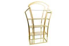 Art Deco Style Gold Metal & Glass Etagere