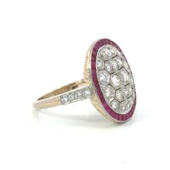 Art Deco style Gold & Platinum Diamond Ruby Ring