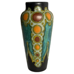 Gouda-Keramikvase im Art-Deco-Stil, Henley-Muster, Niederlande