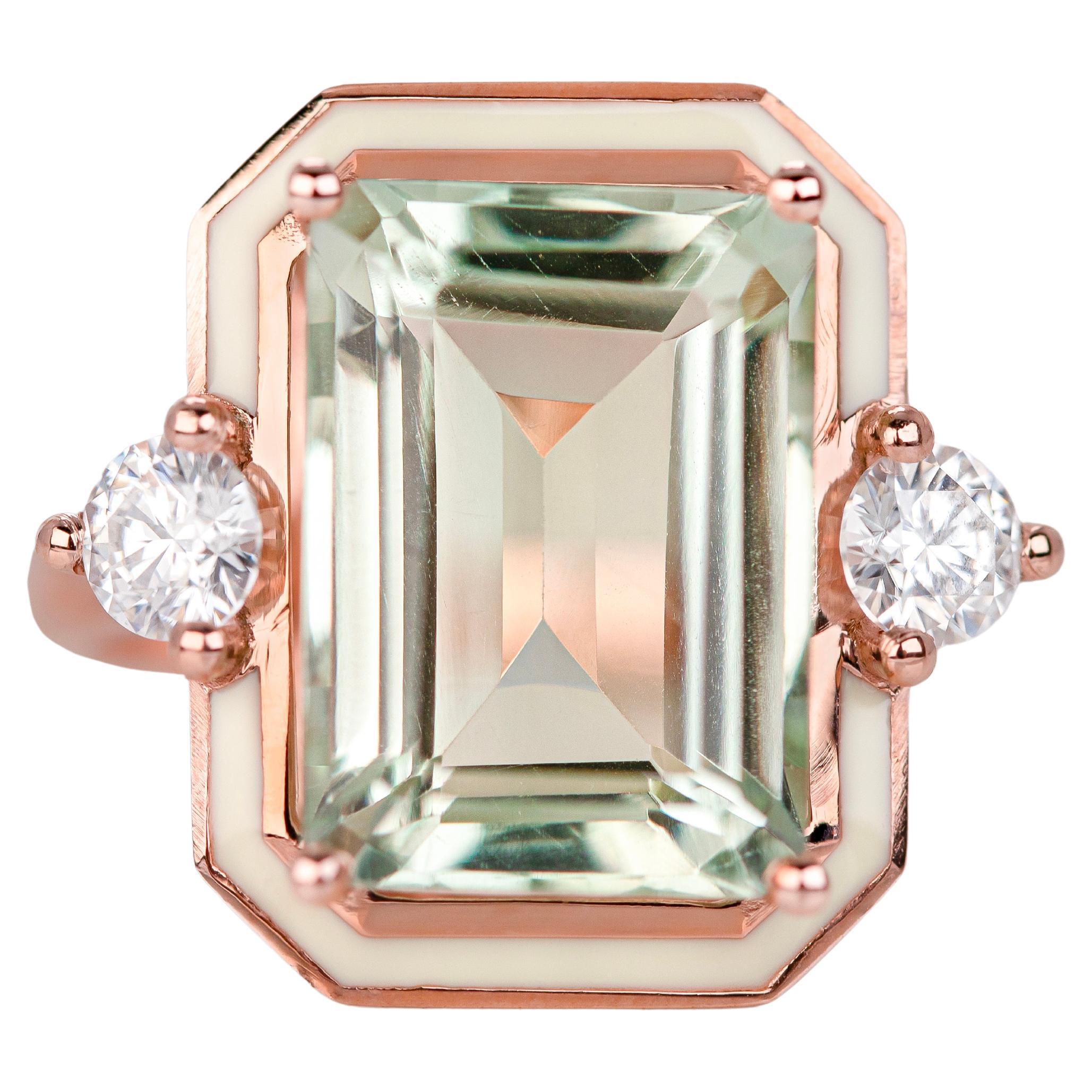 Art Deco Ring, Green Amethyst Stone and Moissanite Ring, 925 sterling silver

This ring was made with quality materials and excellent handwork. I guarantee the quality assurance of my handwork and materials. It is vital for me that you are totally