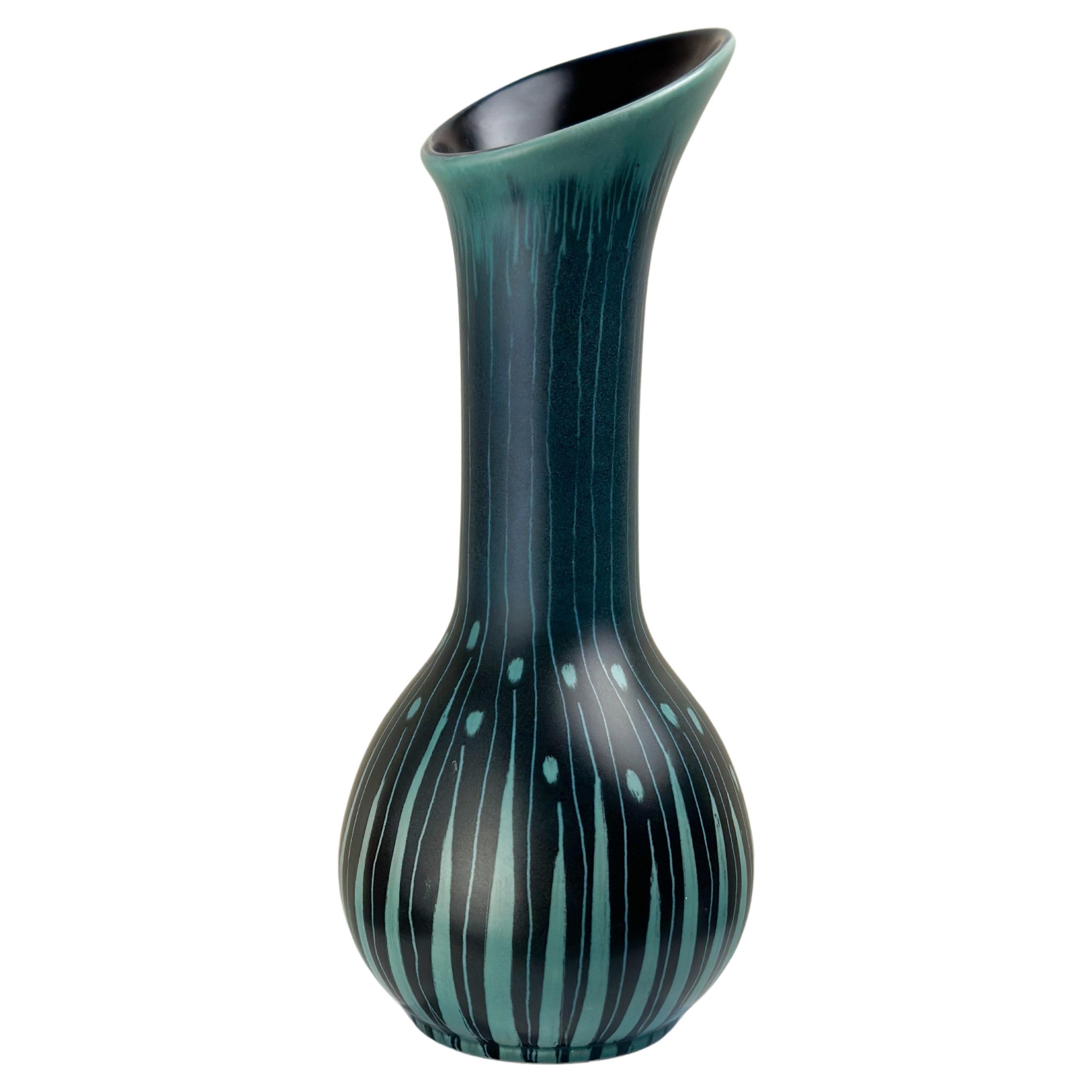 Türkis-schwarze und schwarze Vase im Art-déco-Stil von Colin Melbourne für Beswick, 1950er Jahre