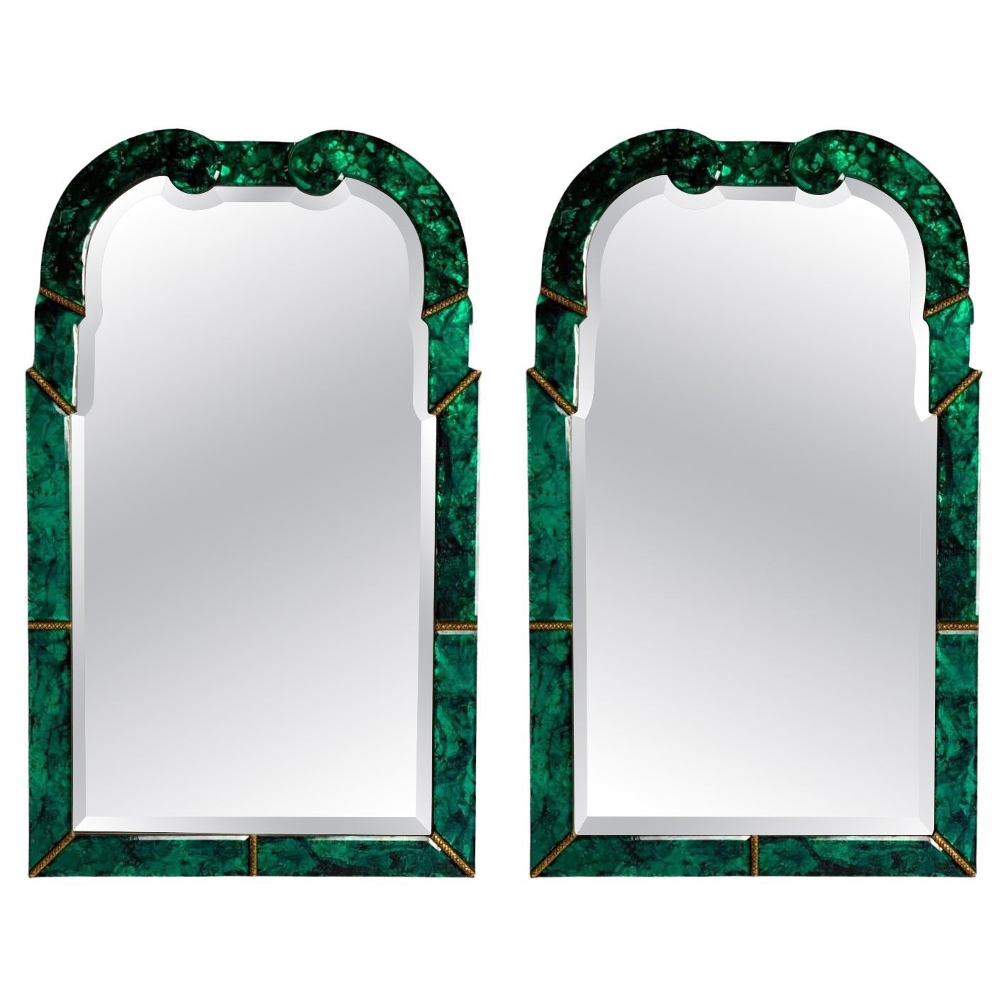 The Art Deco Mirror, Green Antiqued Beveled Glass, Venetian Wall Mirror (miroir vénitien)