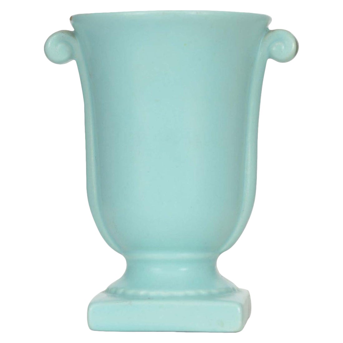 Art Deco Style Green Ceramic Urn Vase For Sale