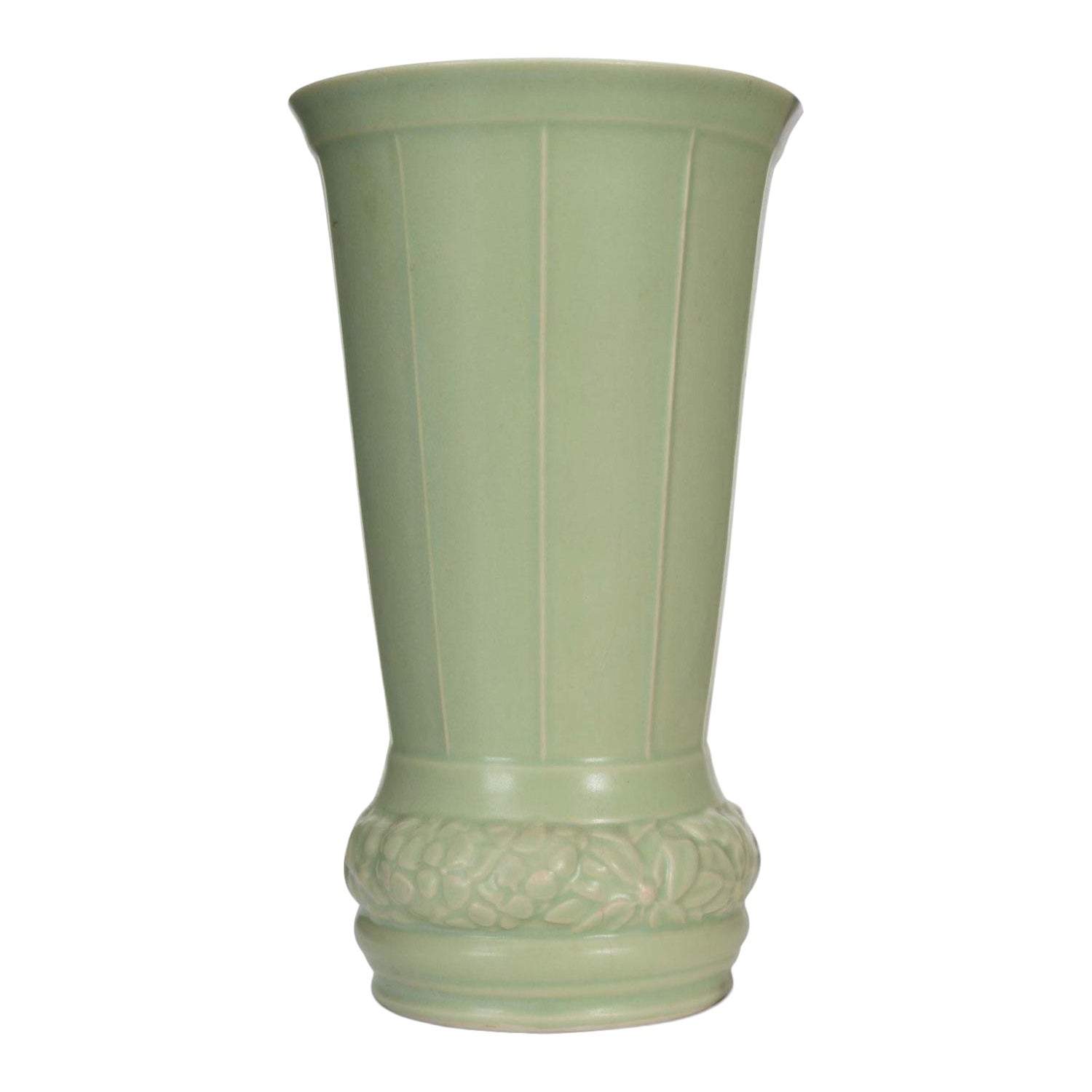 Art Deco Style Green Glazed Ceramic Urn Vase