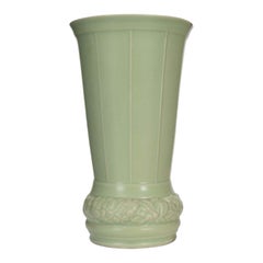 Art Deco Style Green Glazed Ceramic Urn Vase