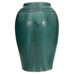 Art Deco Style Green Glazed Ceramic Vase