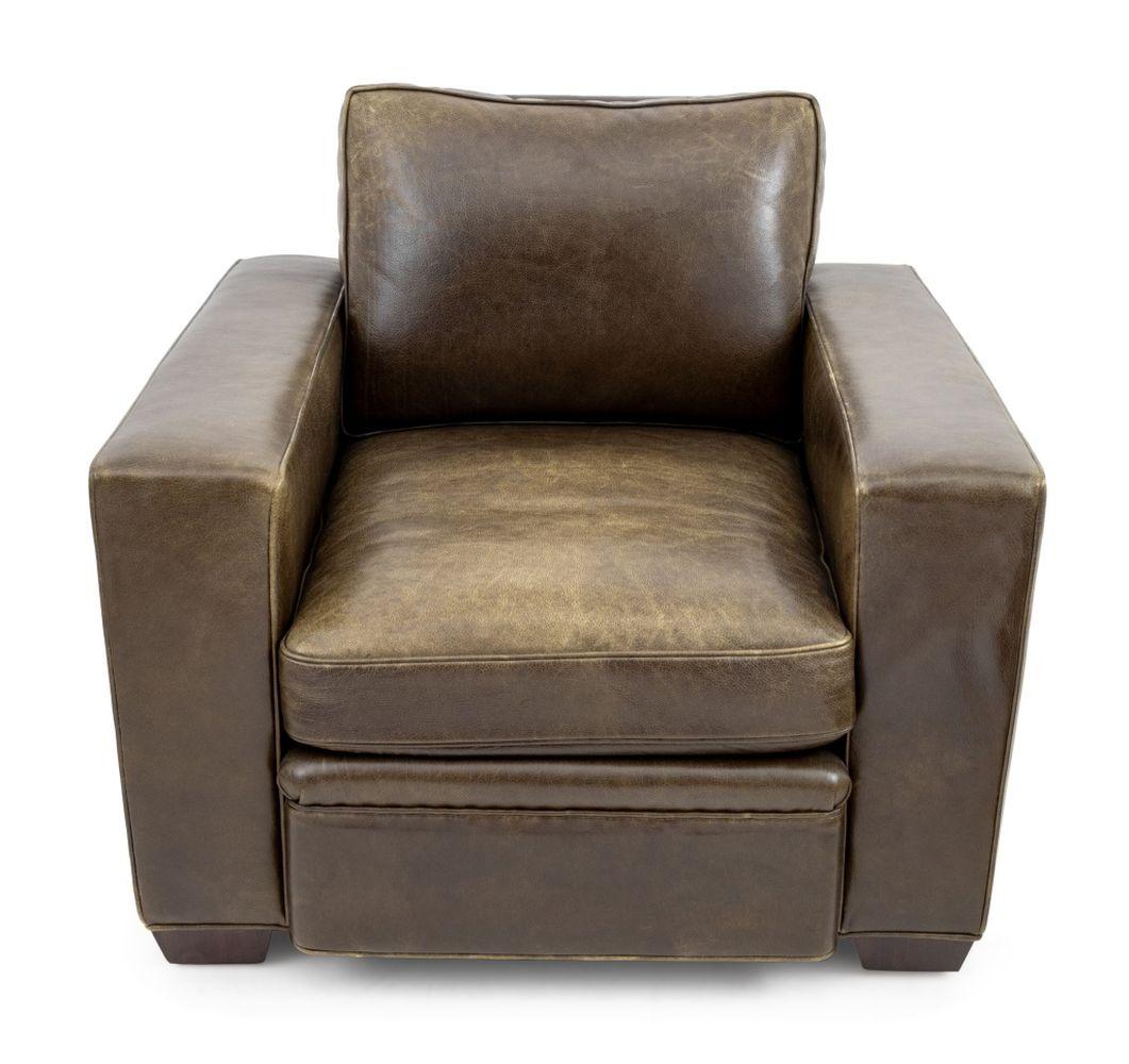 Silla Club y Otomana de Piel Verde Estilo Art Déco Art Decó en venta