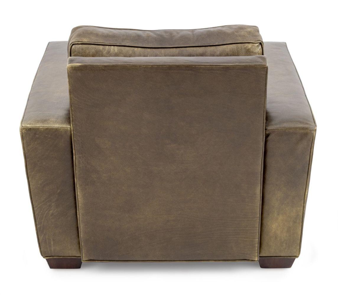 Silla Club y Otomana de Piel Verde Estilo Art Déco siglo XX en venta
