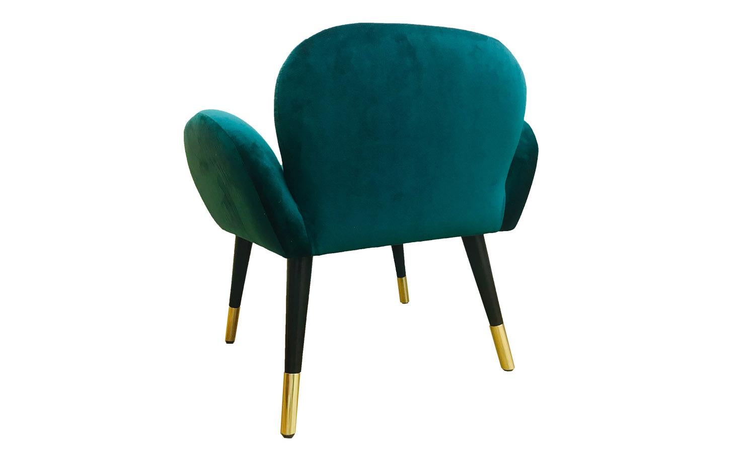 European Organic Modern Art Deco Style Velvet & Brass Dining Chair Patagonia Handcrafted  For Sale