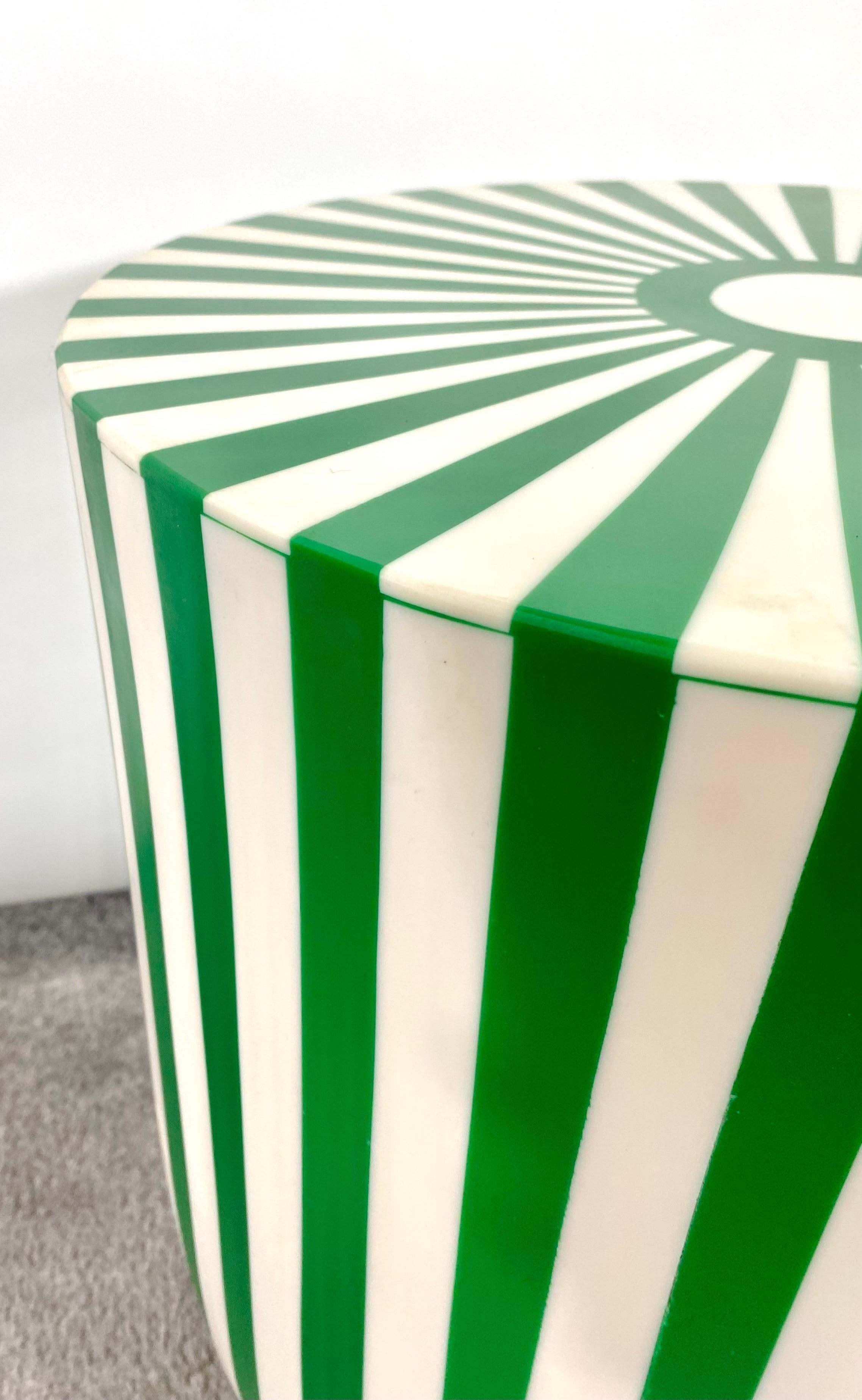 Art Deco Style Green & White Resin Side, End Table or Stool, a Pair For Sale 6