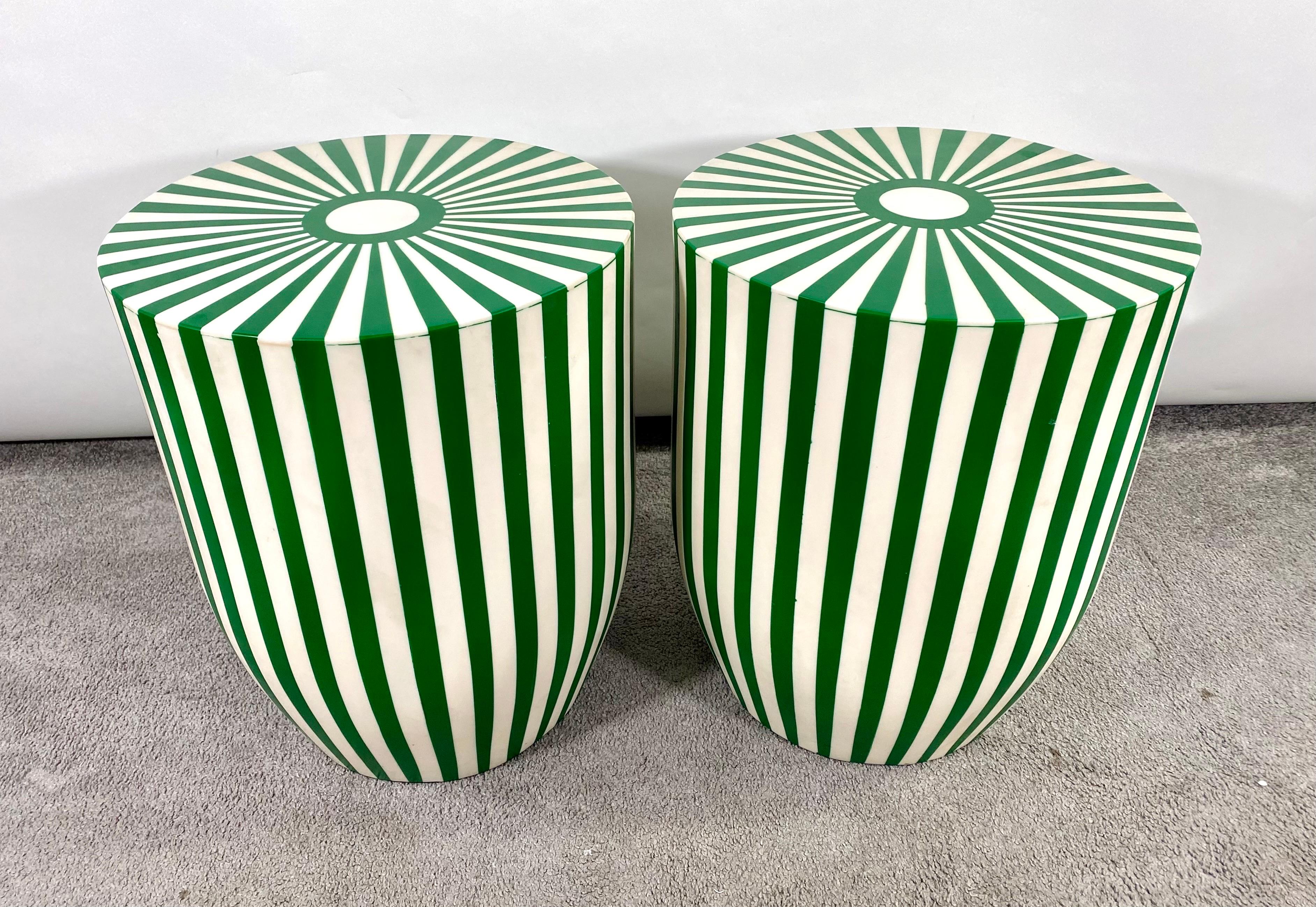 striped ceramic side table