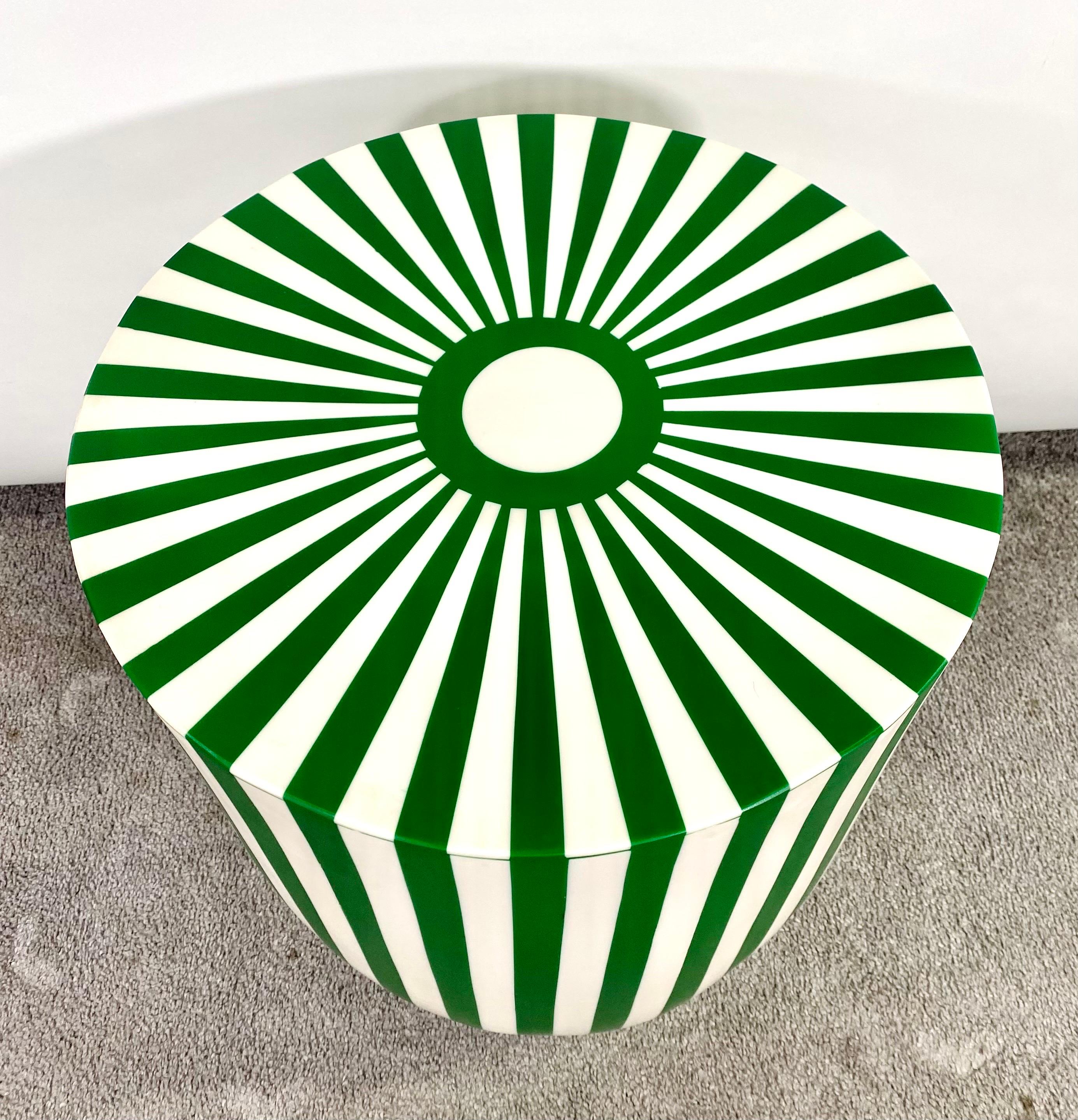 Art Deco Style Green & White Resin Side, End Table or Stool, a Pair For Sale 4