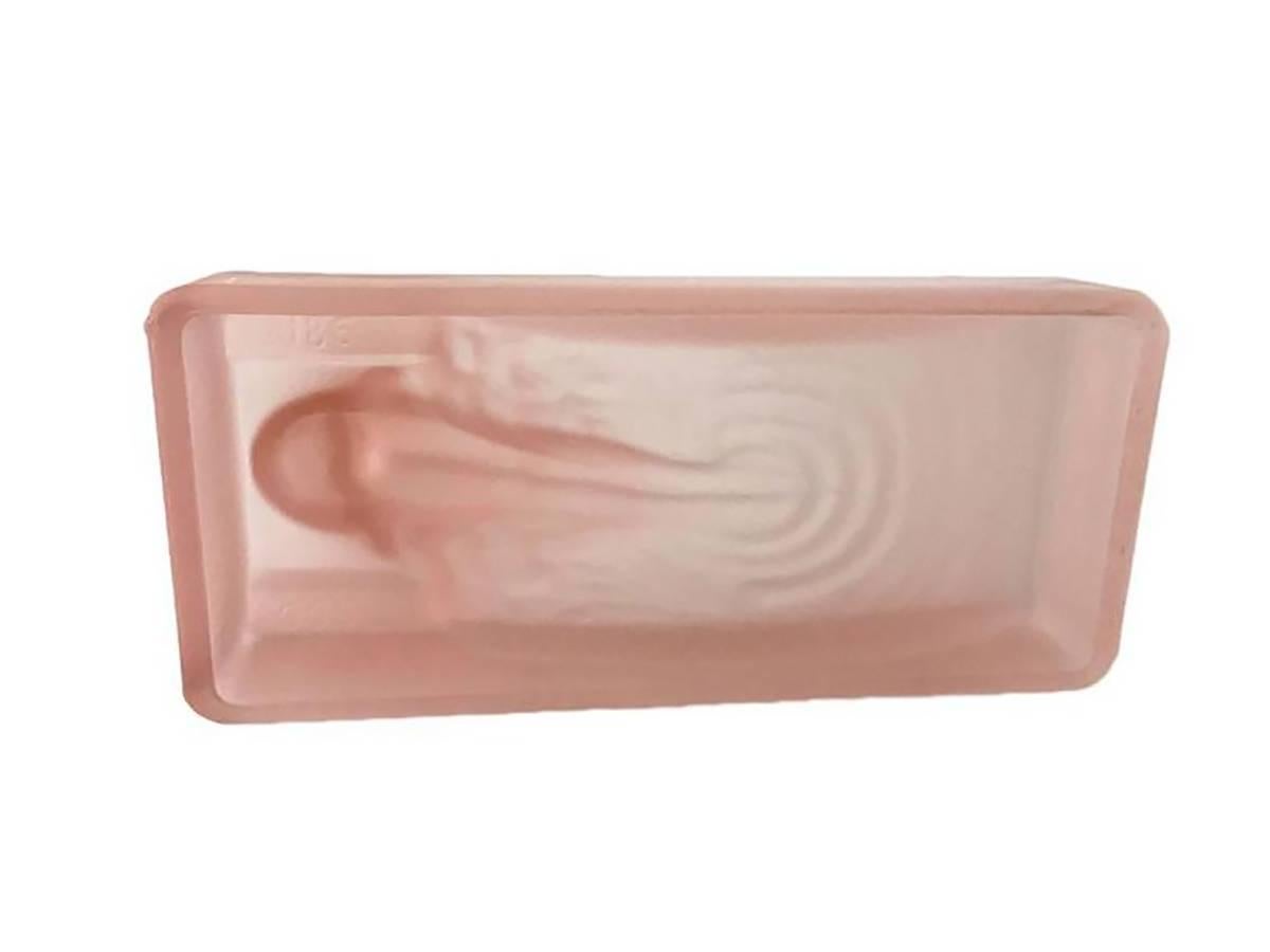 Art Glass Art Deco Style H. Hoffman Frosted Pink Glass Soap Dish