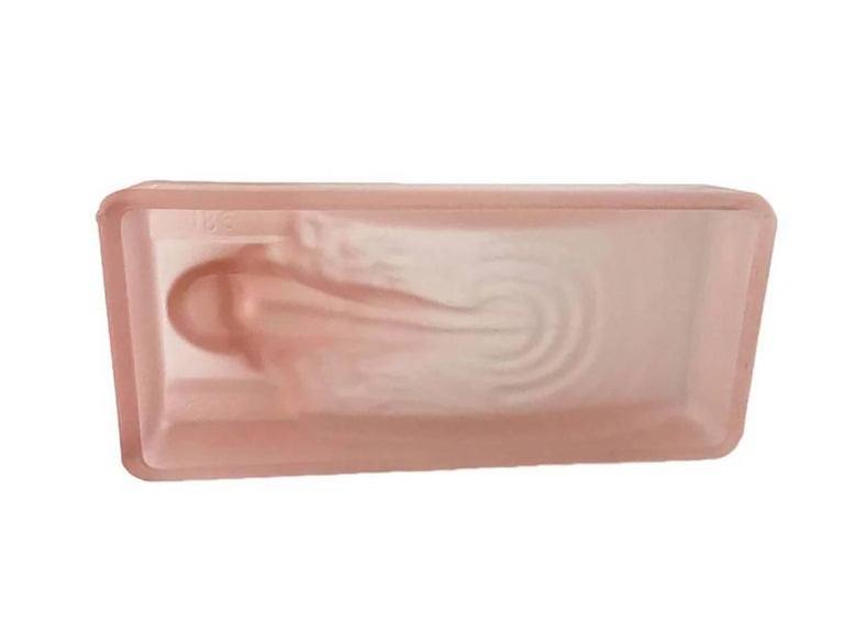 Art Deco Style H. Hoffman Frosted Pink Glass Soap Dish at 1stDibs