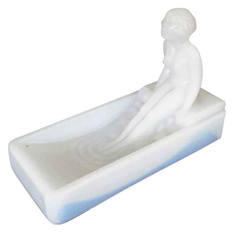 Art Deco Style H. Hoffman Milk Glass Art Glass Soap Dish