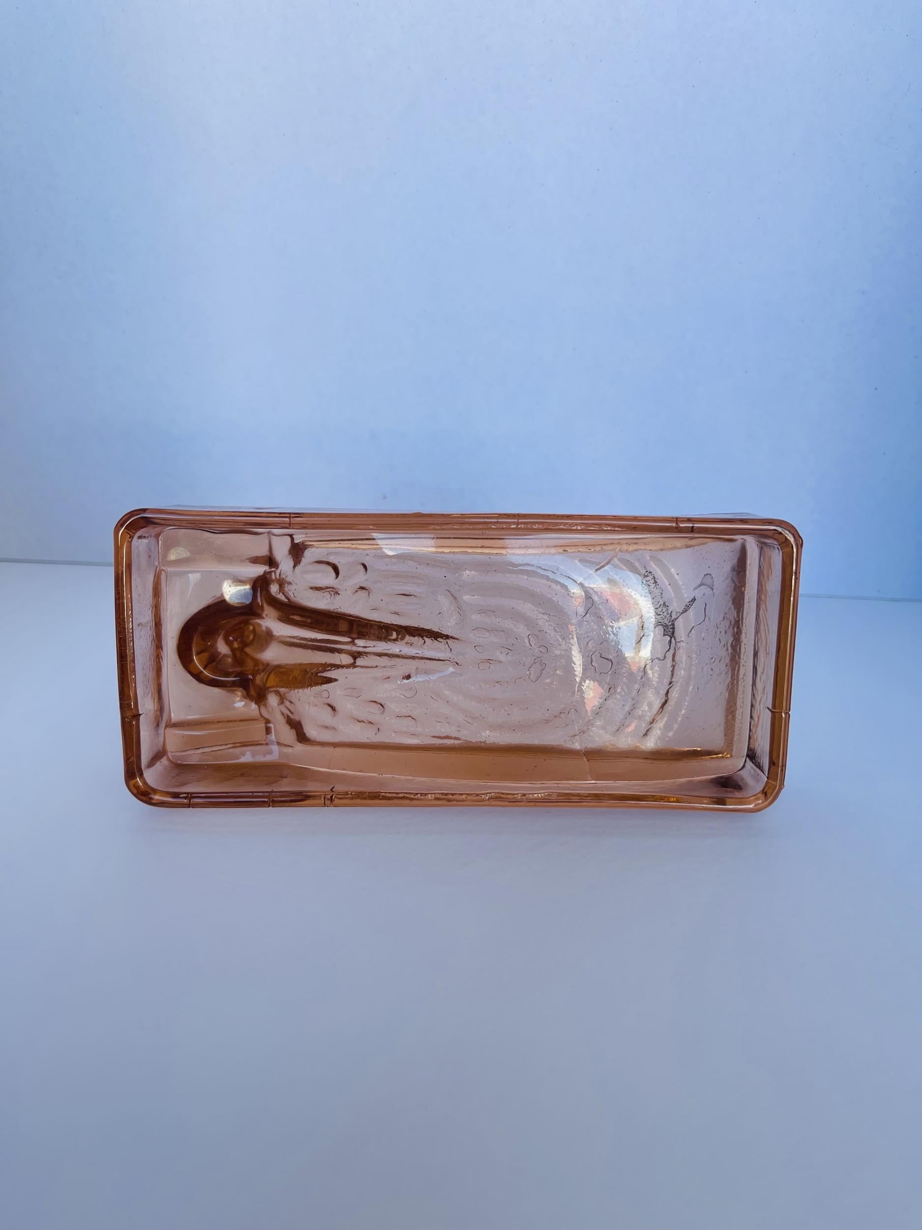 Art Deco Style H. Hoffman Peach Art Glass Soap Dish In Excellent Condition In Van Nuys, CA