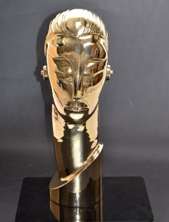 Art Deco Style Hagenauer Manner Bronze Bust, Figurative Sculpture Elongated Neck