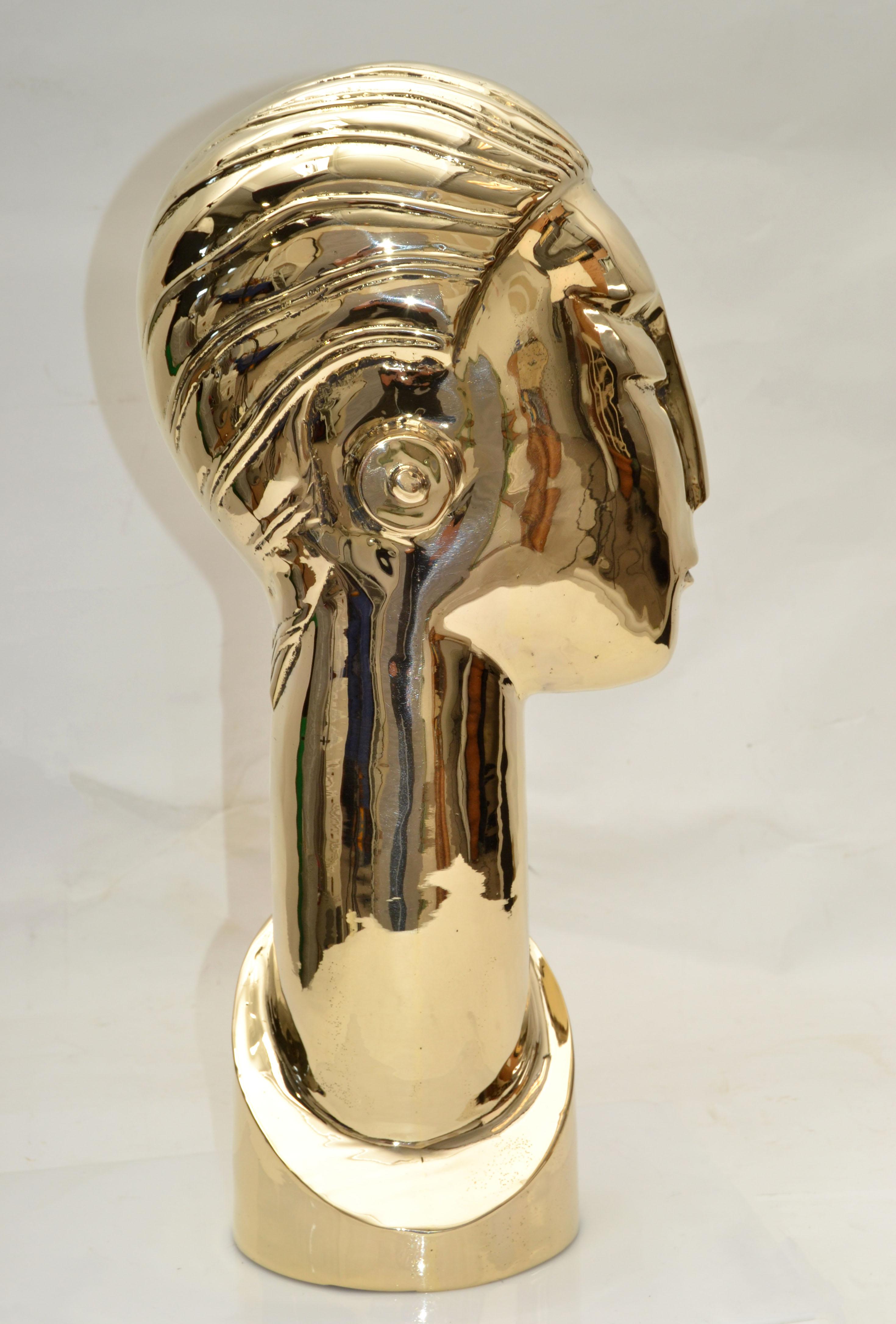 Bronzebüste im Art-déco-Stil von Hagenauer in der Hagenauer-Manier, figurative Skulptur mit länglichem Halsausschnitt (amerikanisch) im Angebot