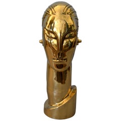 Art Deco Style Hagenauer Manner Bronze Bust, Figurative Sculpture Elongated Neck