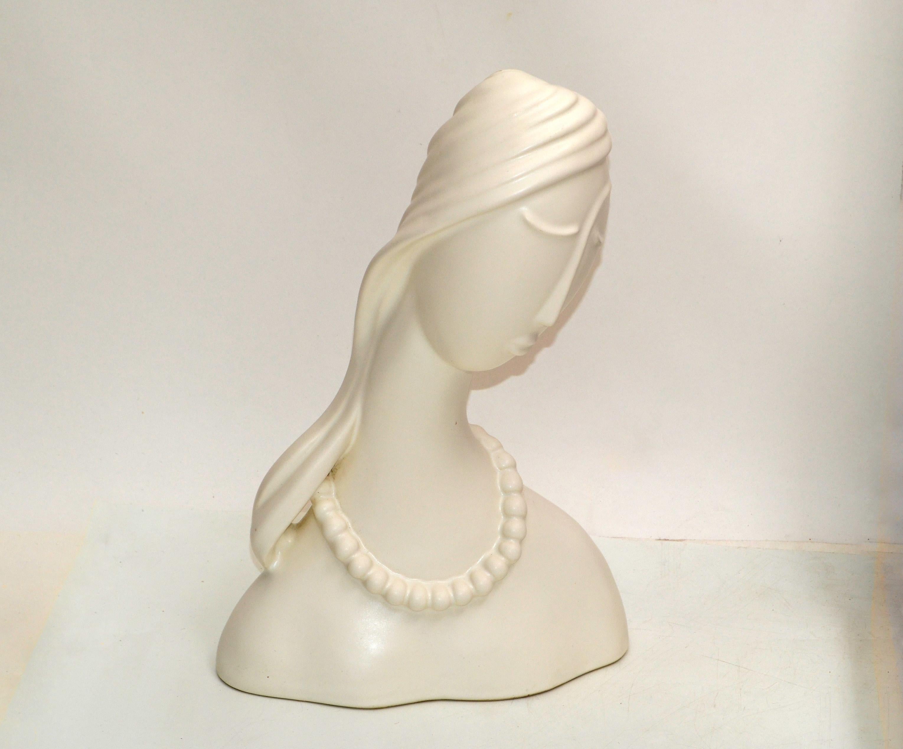 Art Deco Style Hagenauer Manner Ceramic Lady Bust Figurative Sculpture Haeger 4