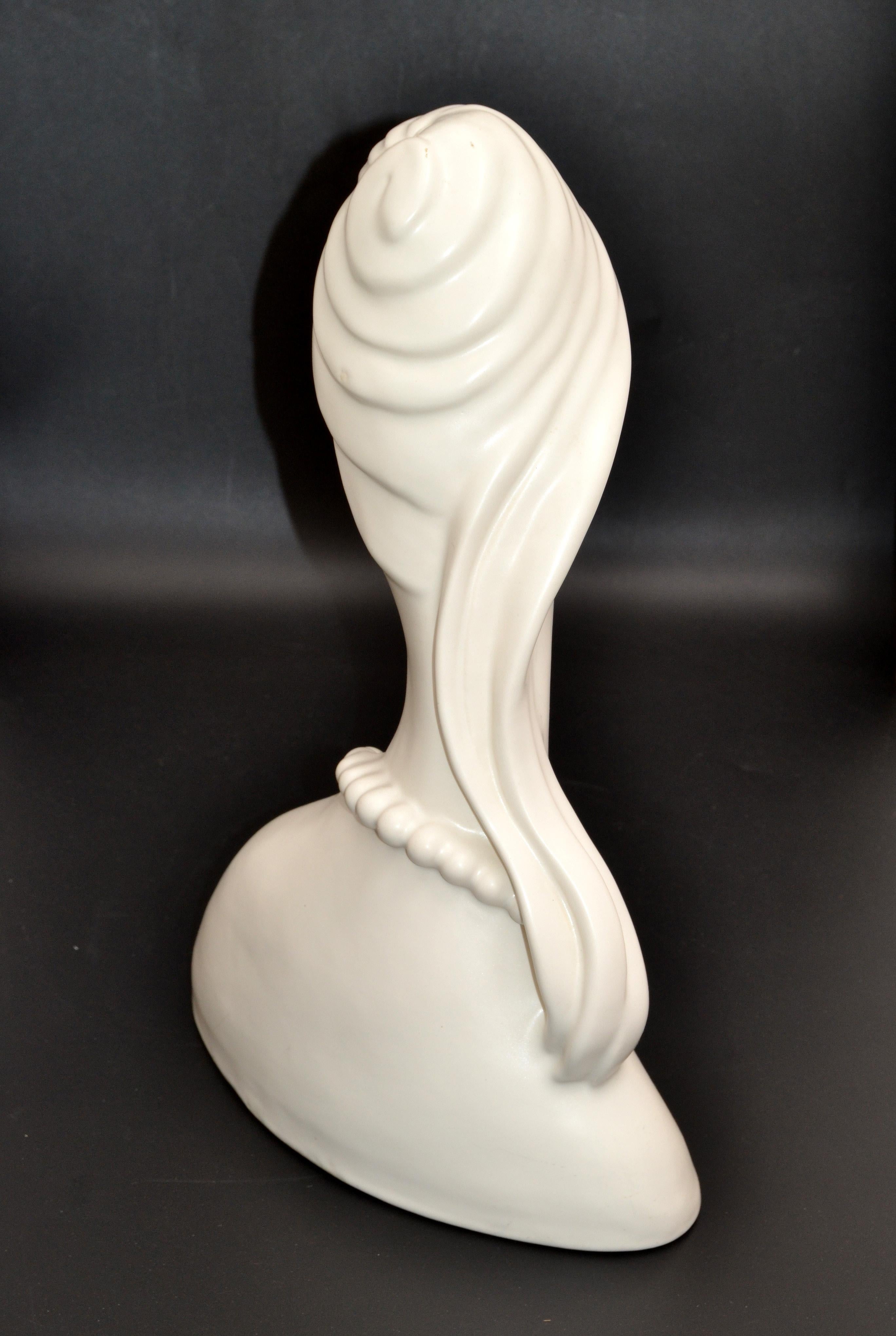 Contemporary Art Deco Style Hagenauer Manner Ceramic Lady Bust Figurative Sculpture Haeger