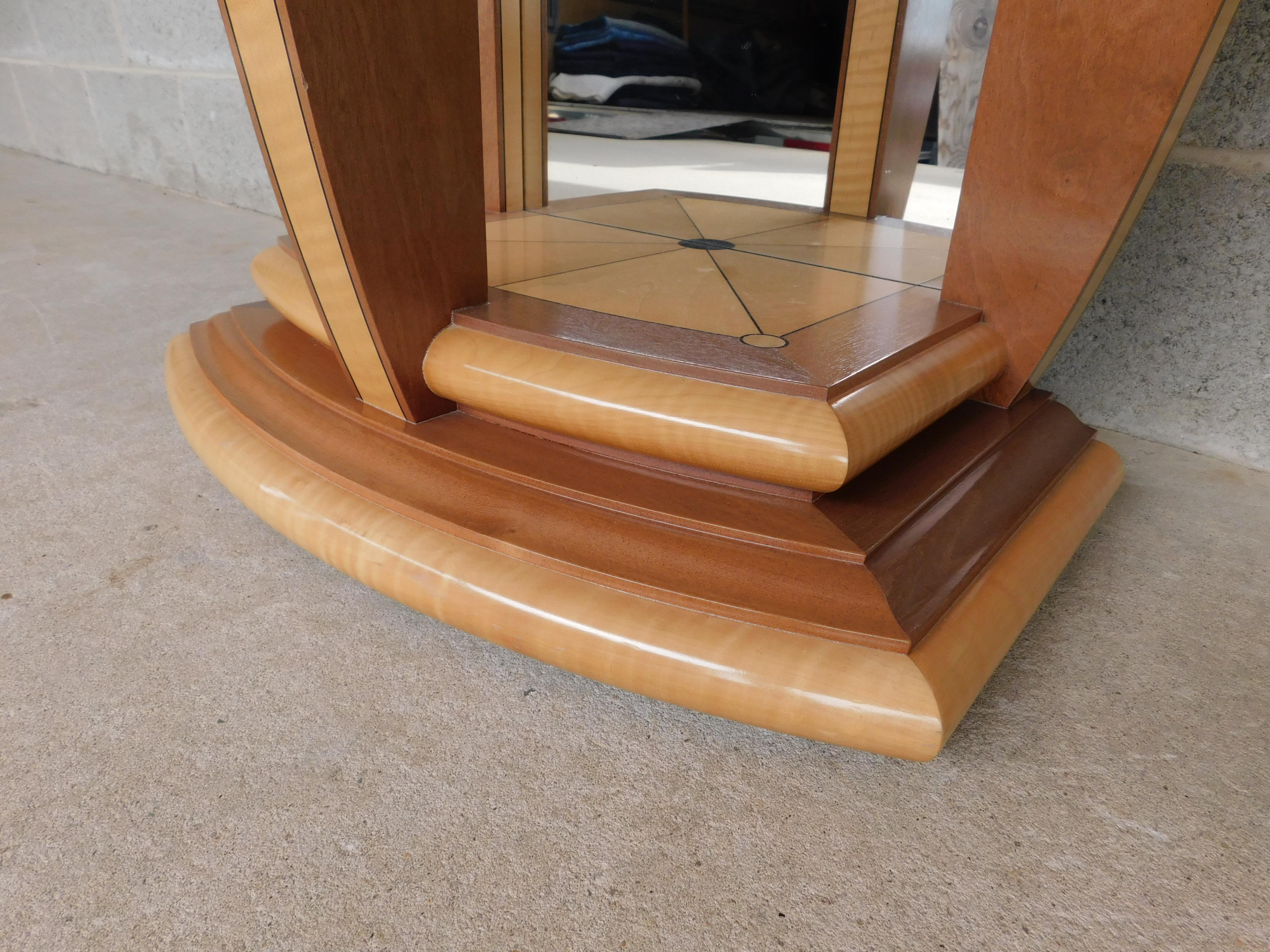 Hardwood Art Deco Style Hand Crafted Console Table by Ronald C Puckett For Sale