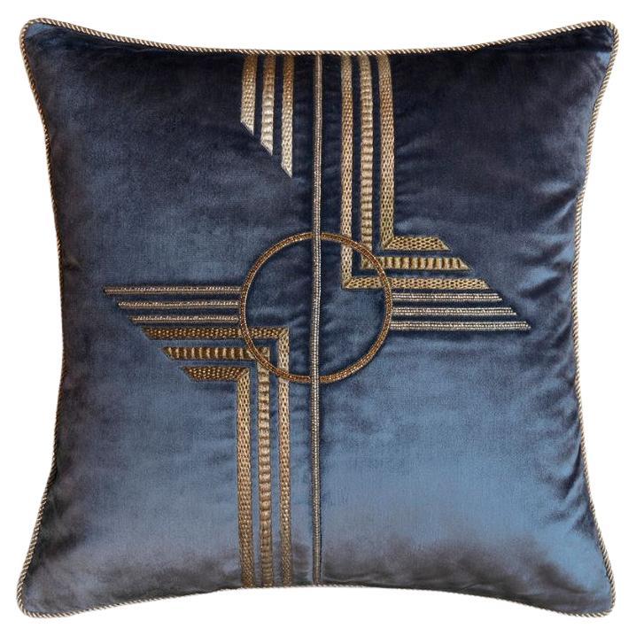 Art Deco style hand embroidered cushion by Beaumont & Fletcher For Sale