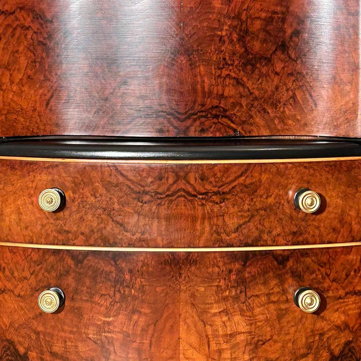 Art Deco Style Hand Painted Walnut Veneered Cocktail Bar Cabinet 2