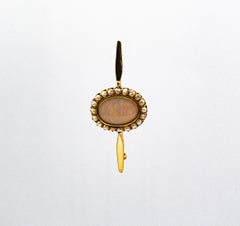 Art Deco Style Handcrafted 6.30 Carat Oval Cut Opal Pearl Yellow Gold Brooch