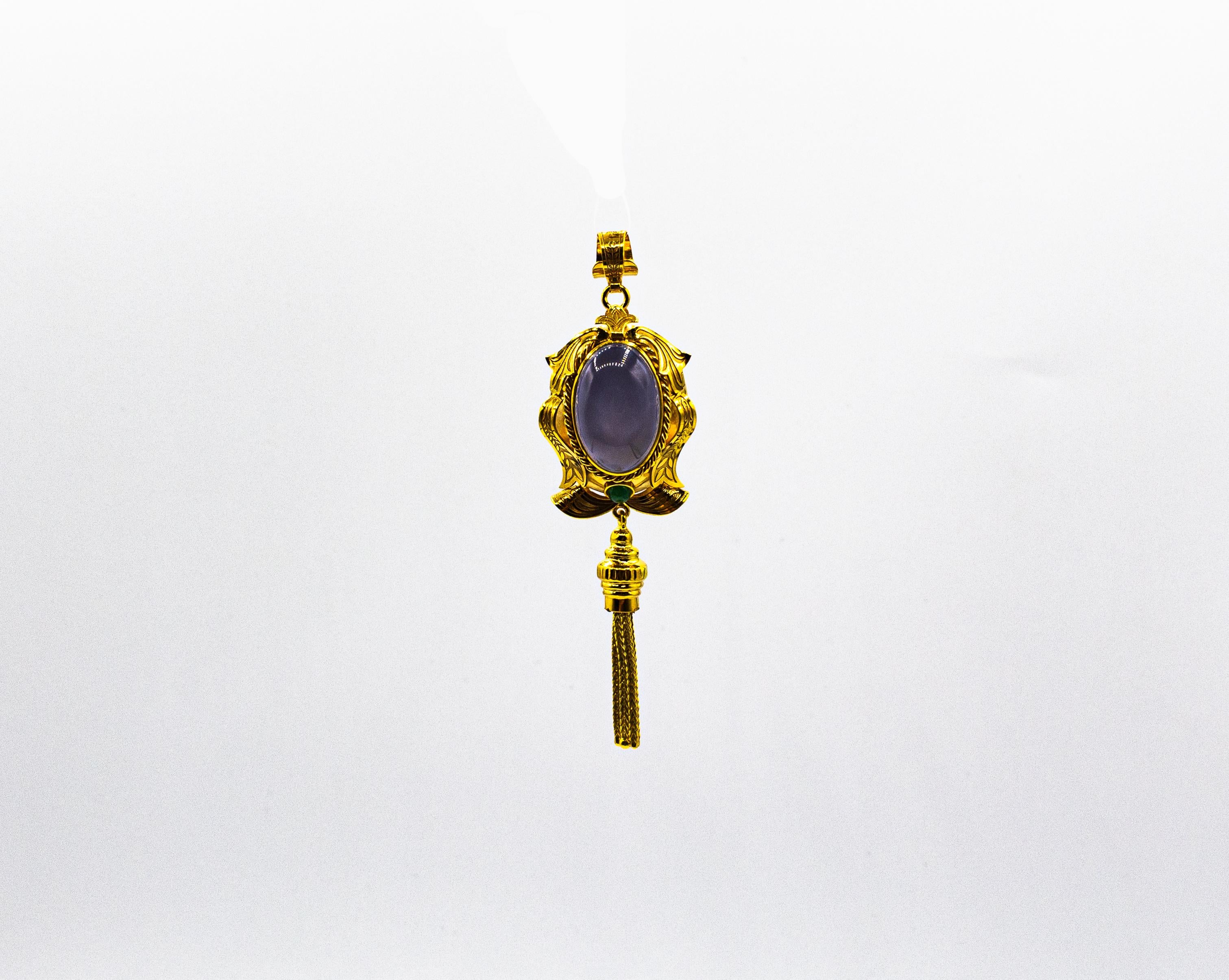 Art Deco Stil Handgefertigte Rubin Citrin Gelbgold Anhänger Halskette im Angebot 5
