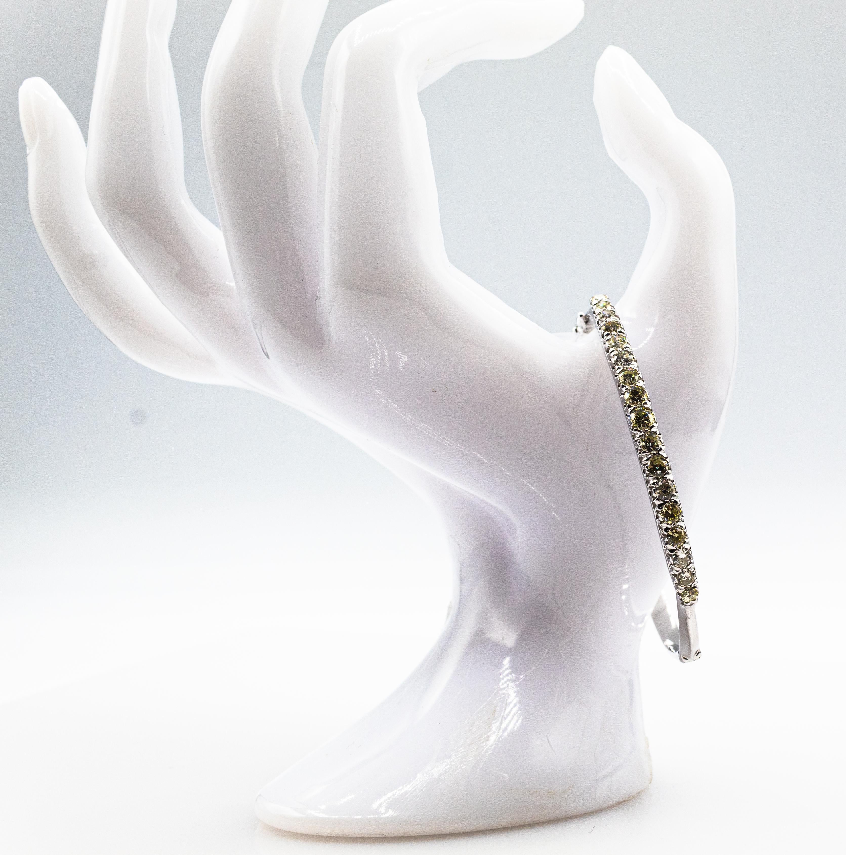 Art Deco Style Handcrafted White Brilliant Cut Diamond White Gold Bracelet For Sale 6