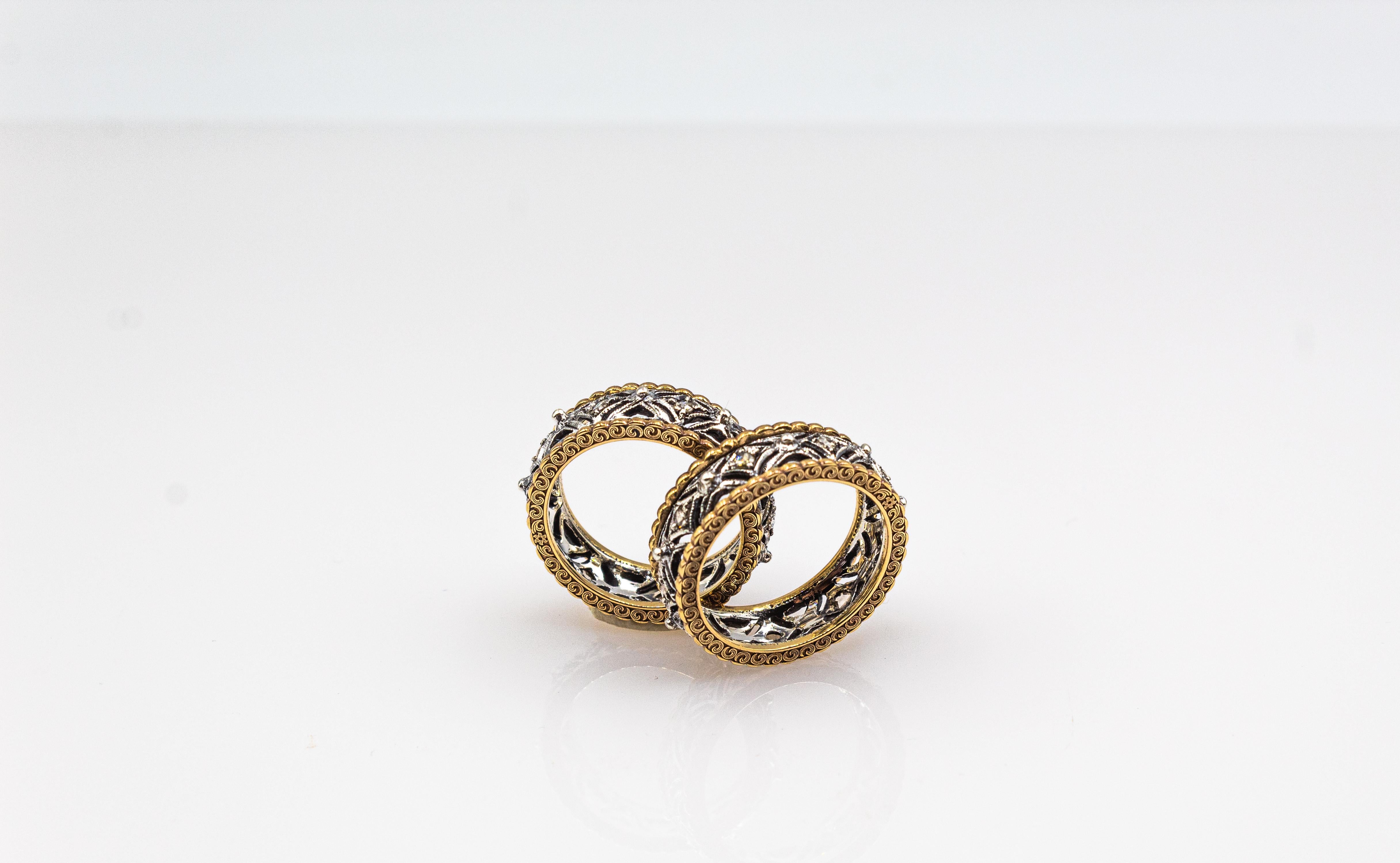 Anello in oro giallo con diamante bianco taglio rosa, realizzato a mano in stile Art Deco in vendita 5