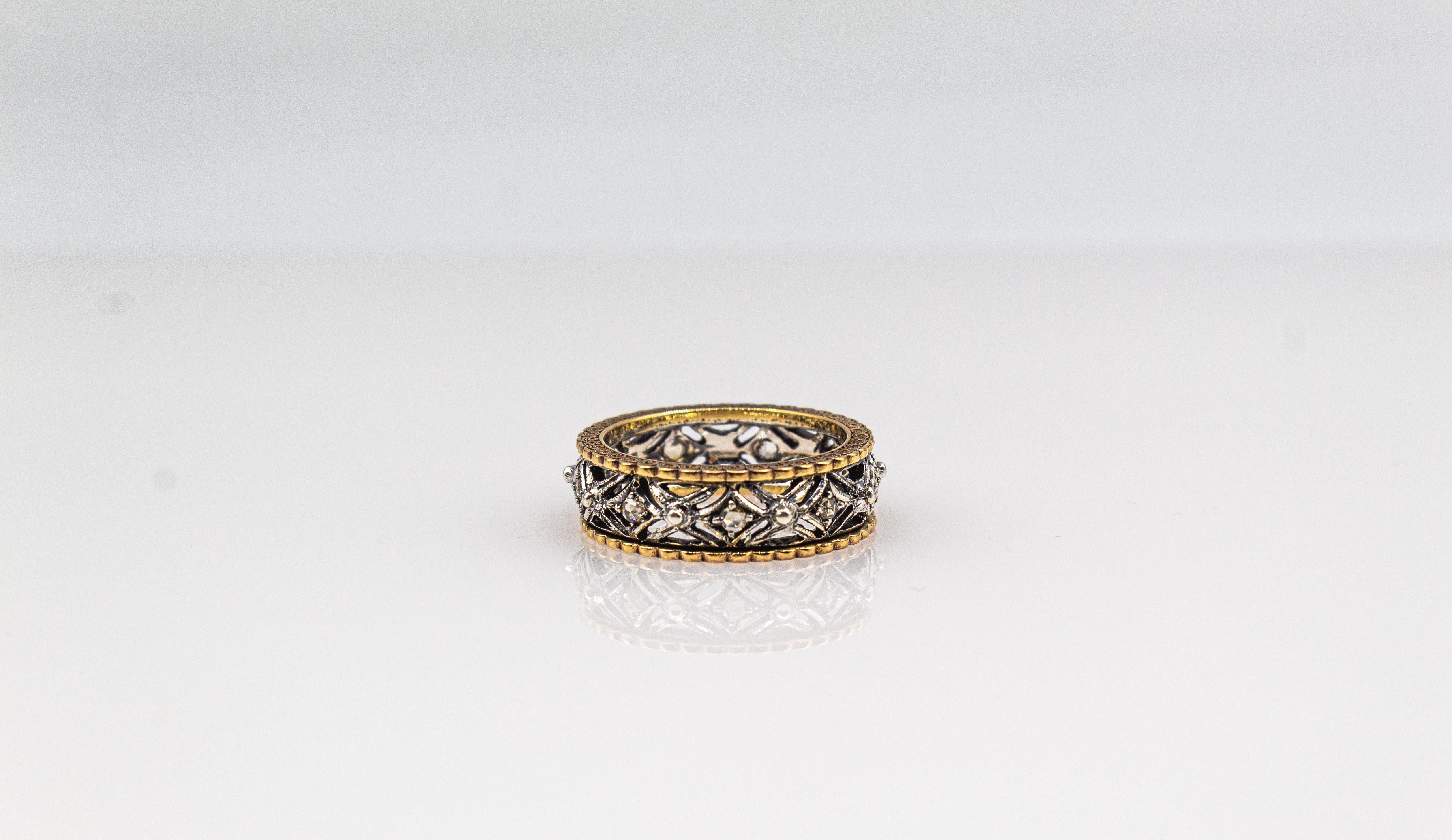 Anello in oro giallo con diamante bianco taglio rosa, realizzato a mano in stile Art Deco in vendita 6