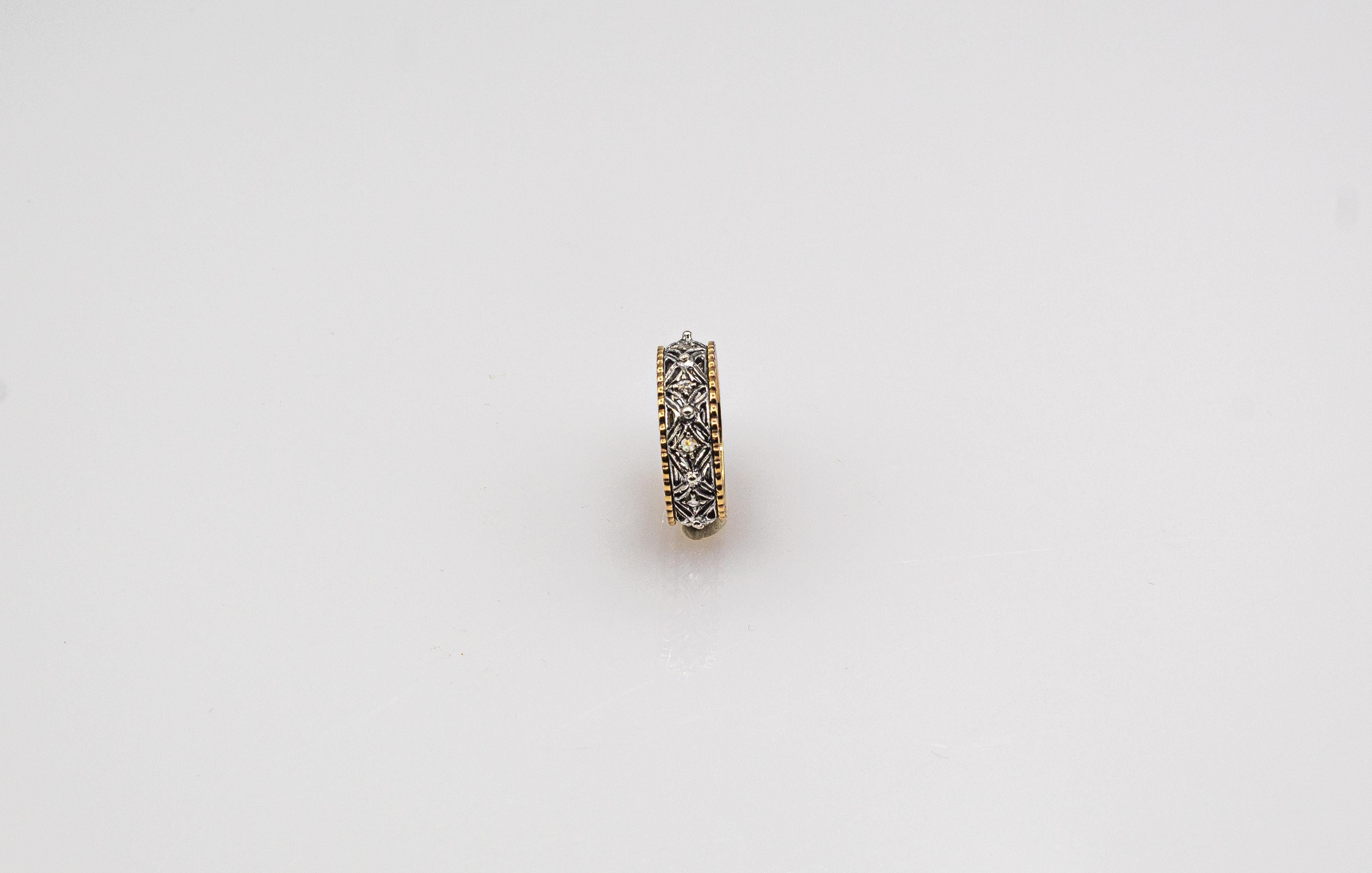 Anello in oro giallo con diamante bianco taglio rosa, realizzato a mano in stile Art Deco In condizioni Nuovo in vendita a Naples, IT