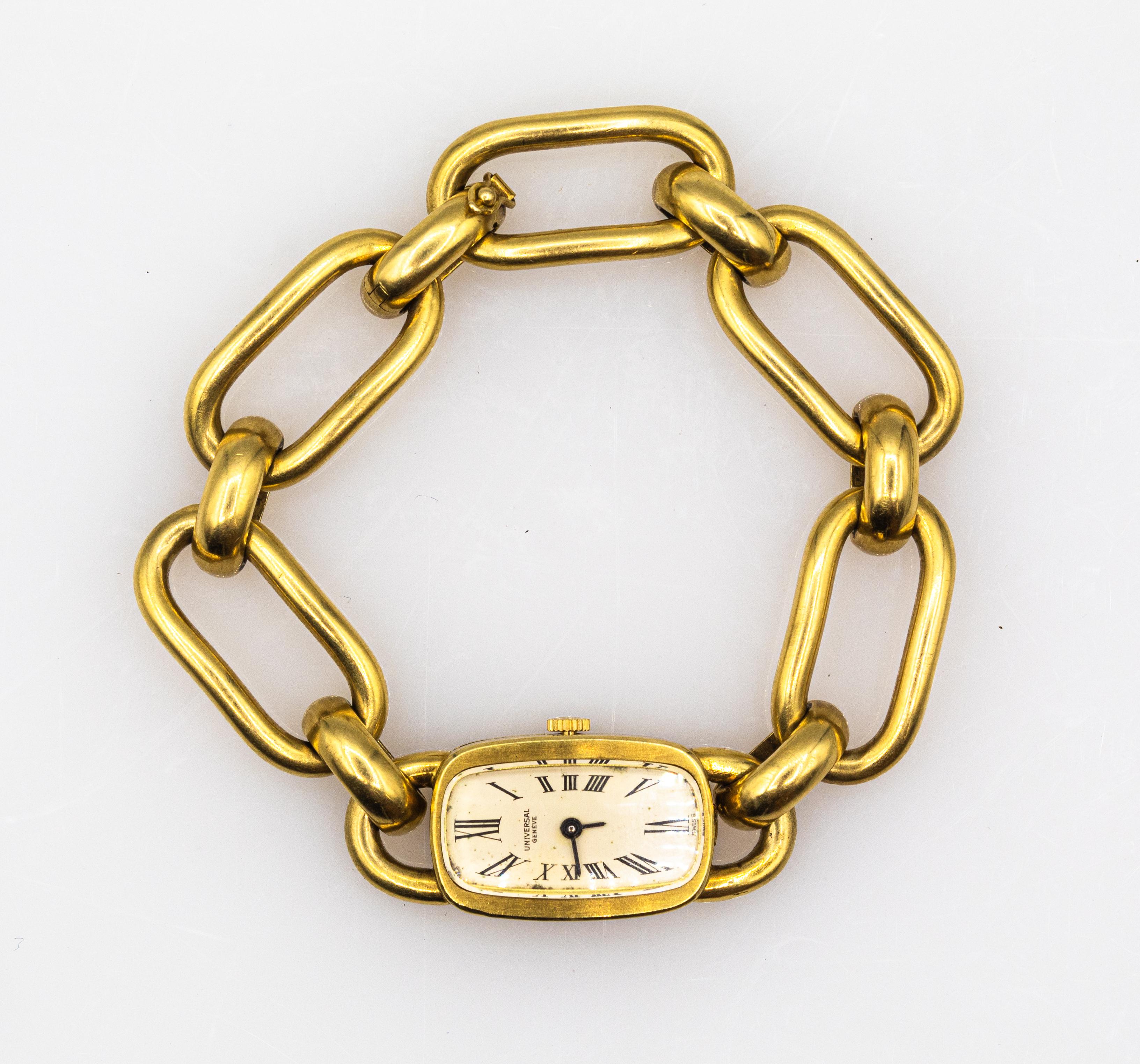 Handgefertigtes Gelbgold-Uhrarmband „Carlo Weingrill“ im Art-déco-Stil für Damen oder Herren im Angebot