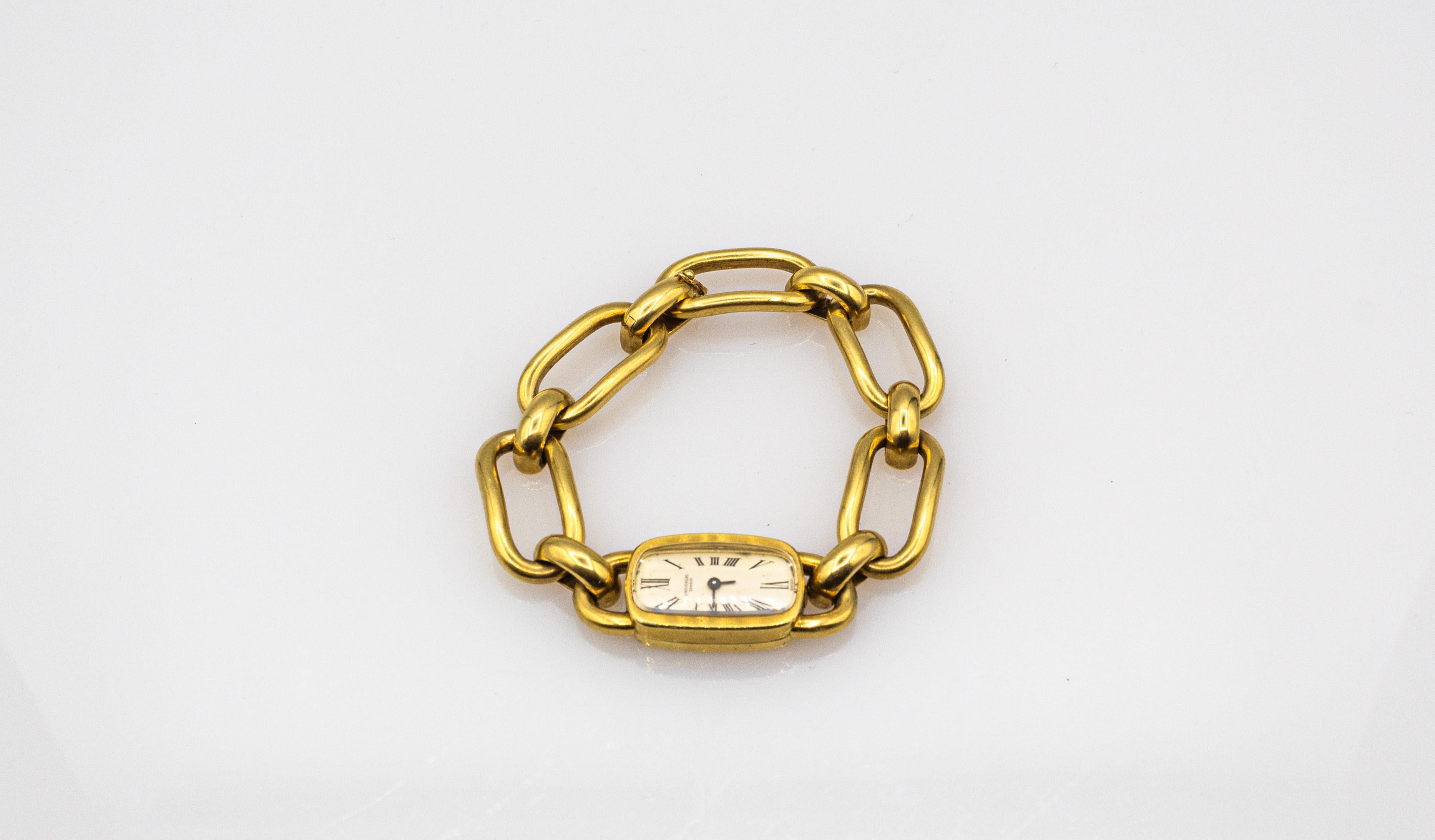 Handgefertigtes Gelbgold-Uhrarmband „Carlo Weingrill“ im Art-déco-Stil im Angebot 3