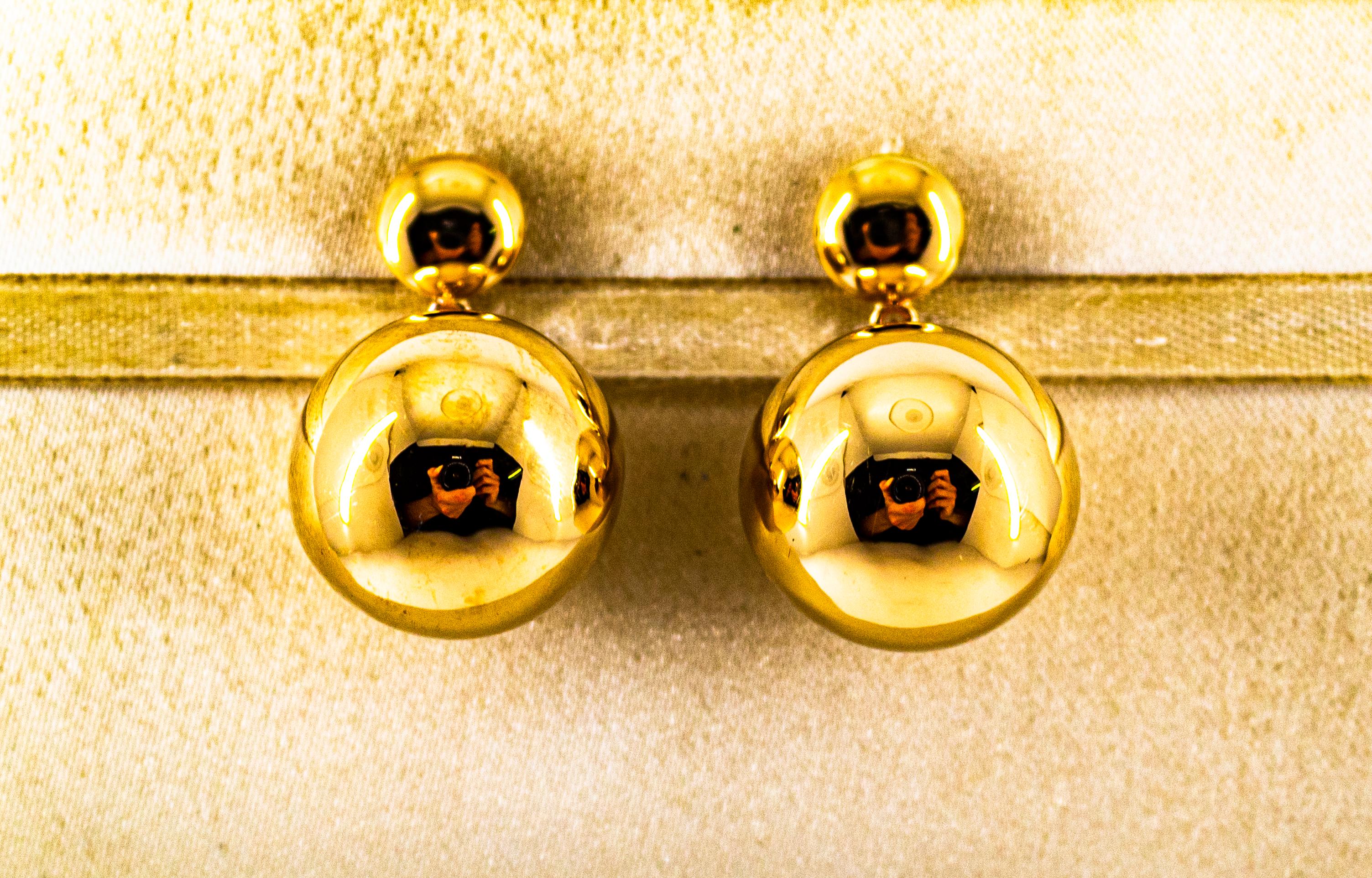 Art Deco Style Handcrafted Yellow Gold Dangle Stud Earrings In New Condition In Naples, IT