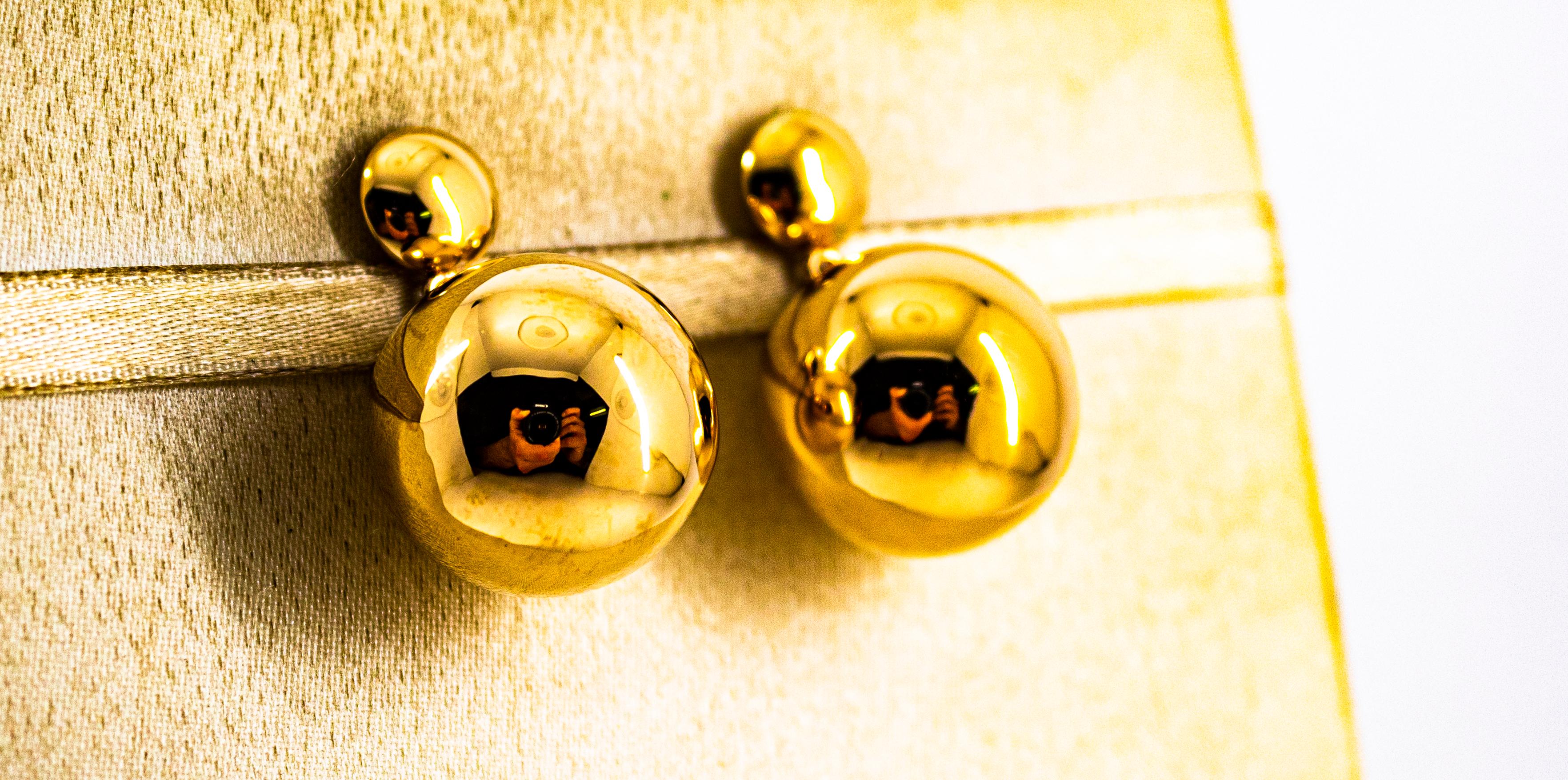 Women's or Men's Art Deco Style Handcrafted Yellow Gold Dangle Stud Earrings