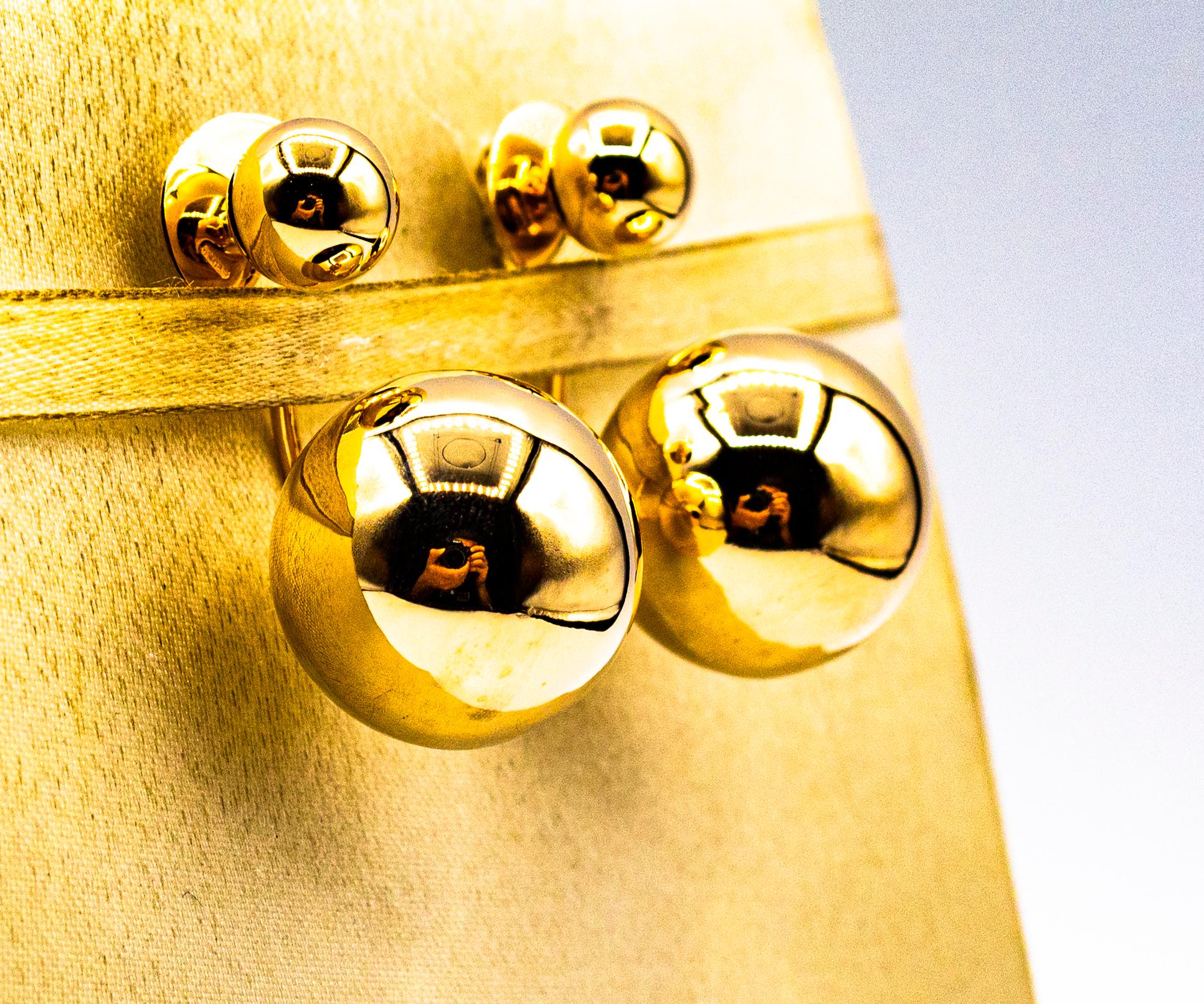 Ohrstecker im Art-déco-Stil, handgefertigt aus Gelbgold im Zustand „Neu“ in Naples, IT
