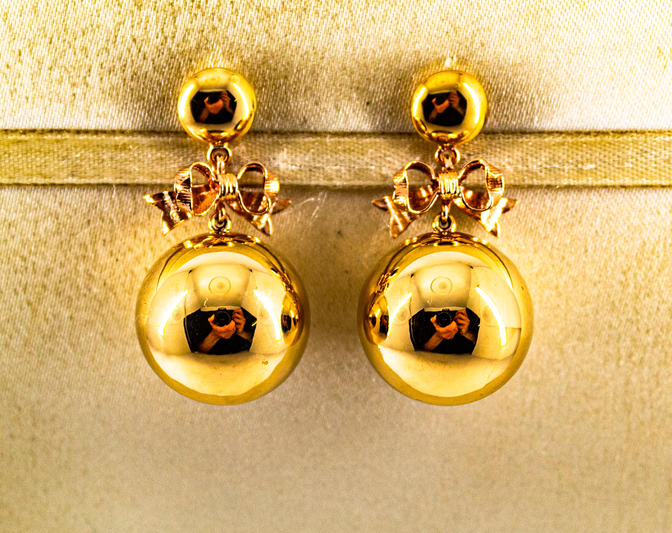 Art Deco Style Handcrafted Yellow Gold Dangle Stud Earrings 1