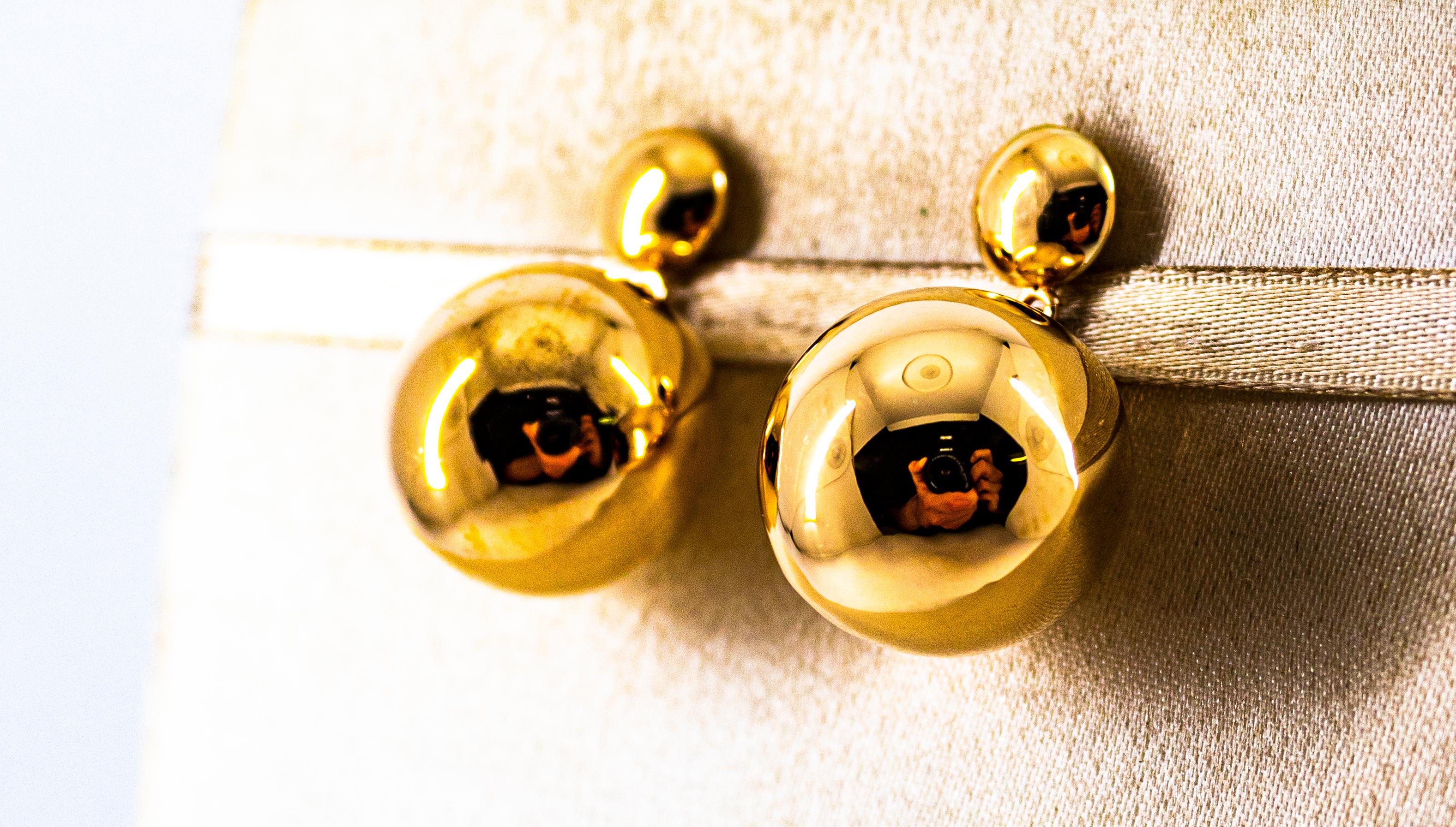 Boucles d'oreilles pendantes en or jaune de style Art déco faites à la main en vente 1