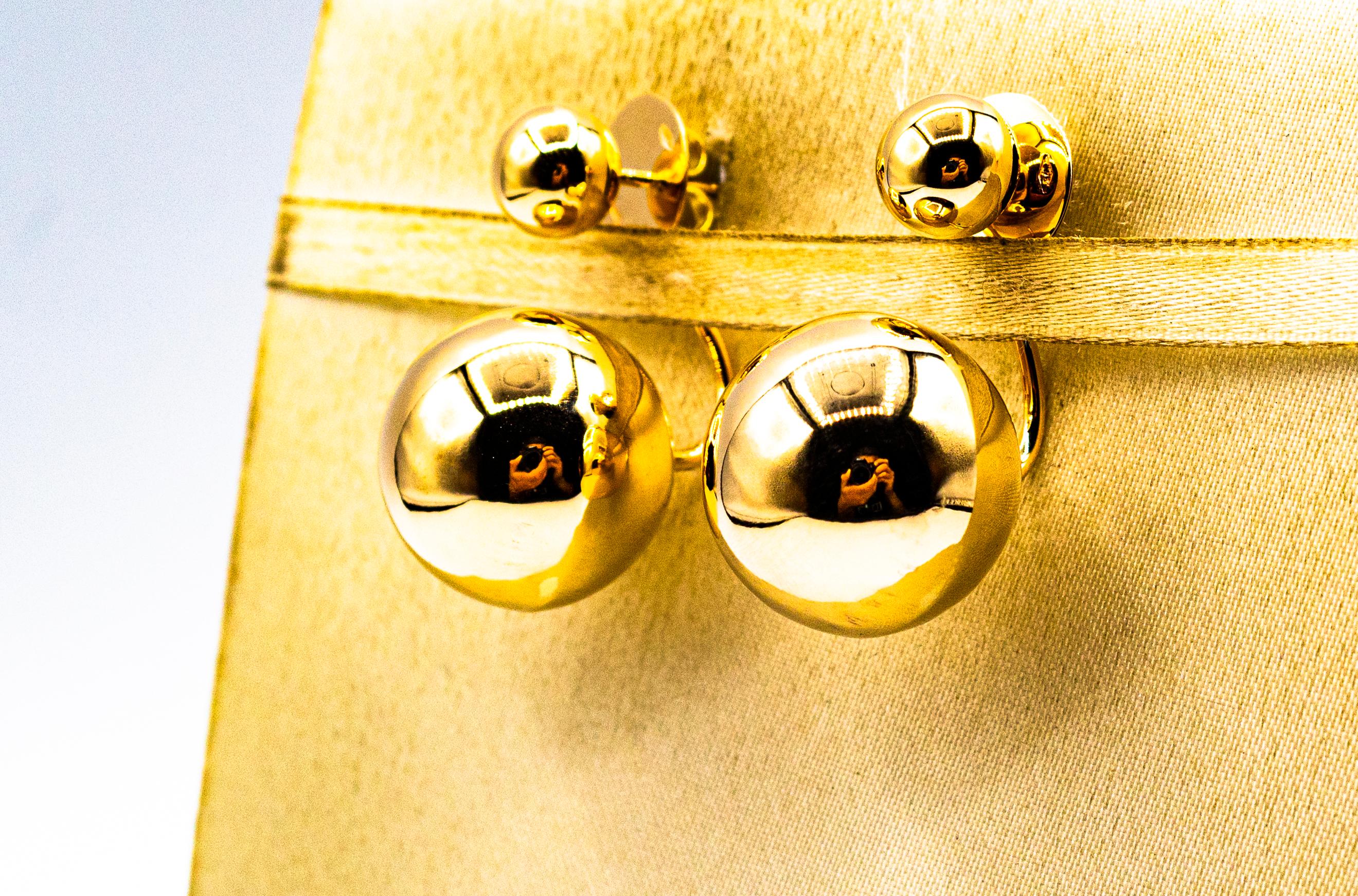 Ohrstecker im Art-déco-Stil, handgefertigt aus Gelbgold für Damen oder Herren